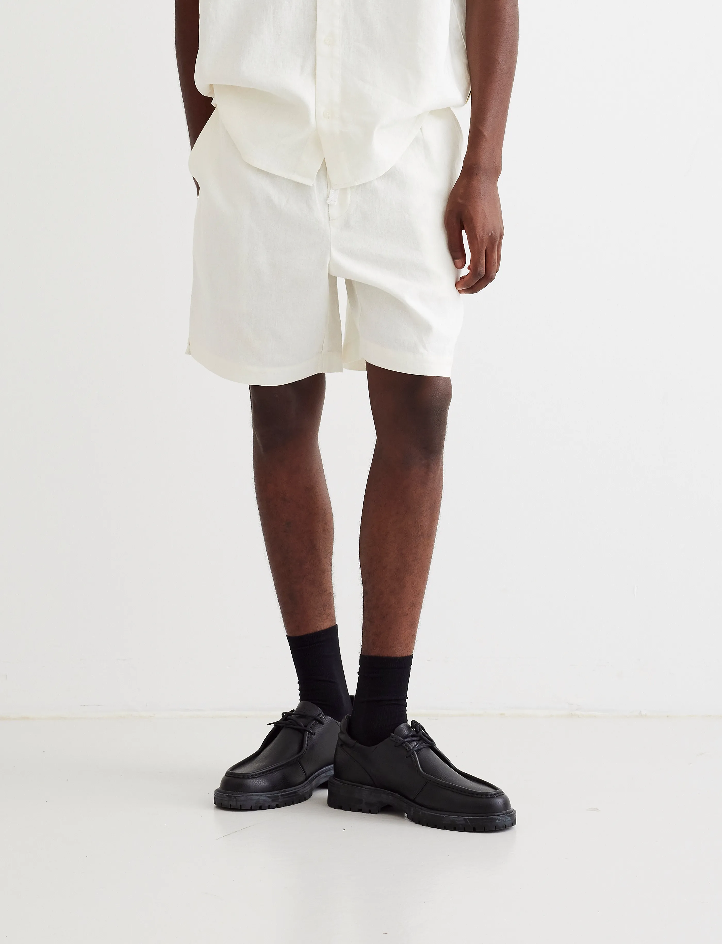 Woodbird Wbbommy Linen Shorts, Mænd, Hør Snøreshorts, Hvid, Str: L