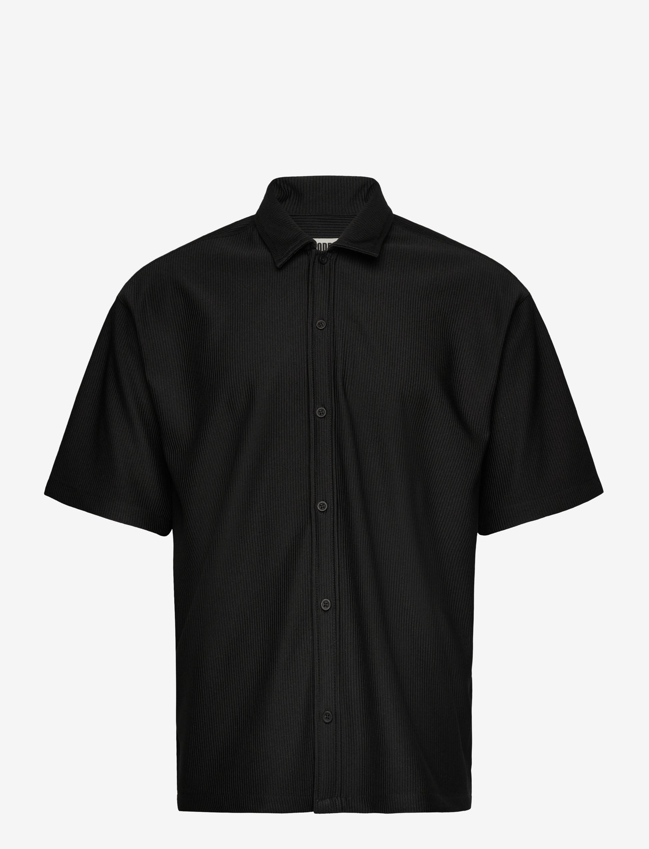 Woodbird - WBBanks Plisse Shirt - kortærmede skjorter - black - 1