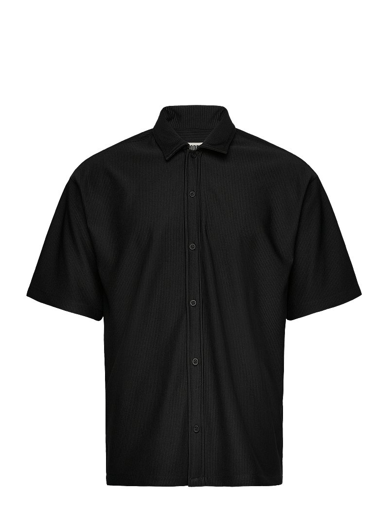 Woodbird - WBBanks Plisse Shirt - short-sleeved shirts - black - 1
