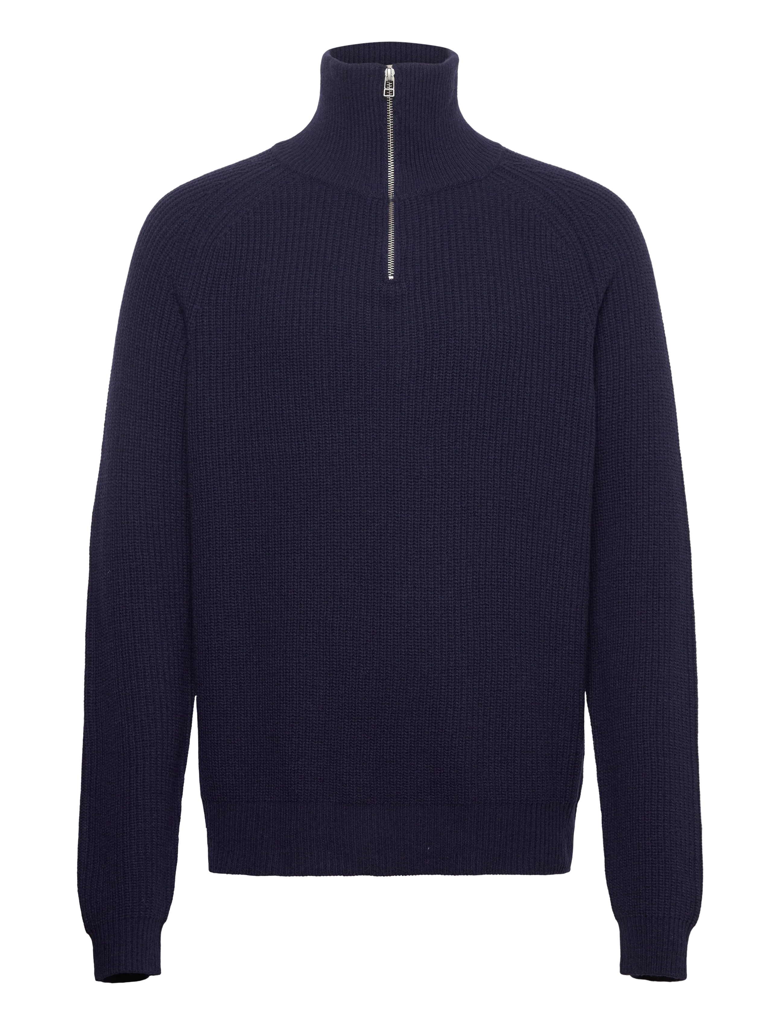 Woodbird Wblass Wool Half-Zip, XL, Navy, Strik > Trøjer Med Halv Lynlås, Herre