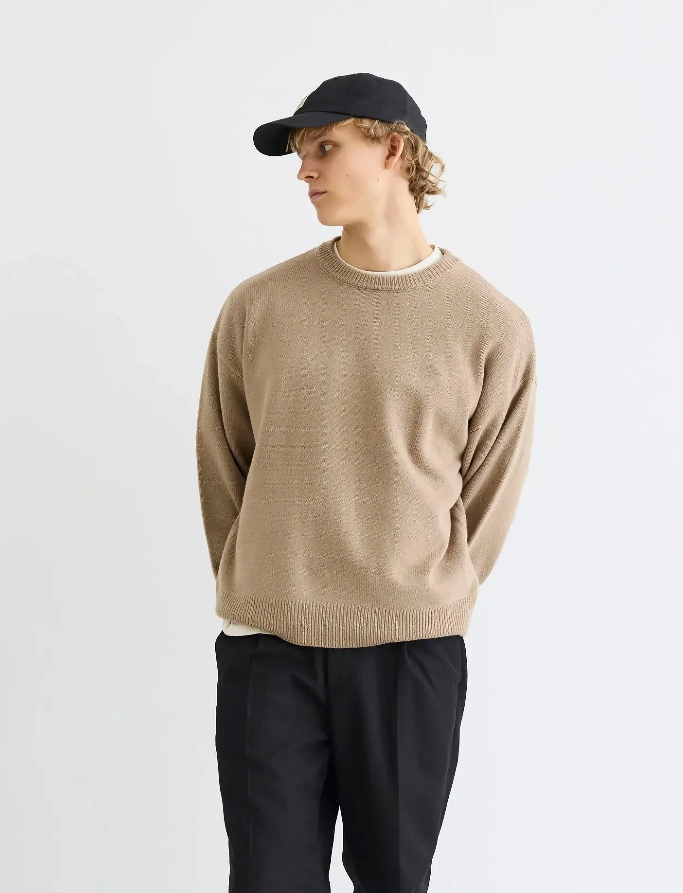 Woodbird Wbkurt Base Knit, M, Knitwear, Beige - Round Necks, Männerswear