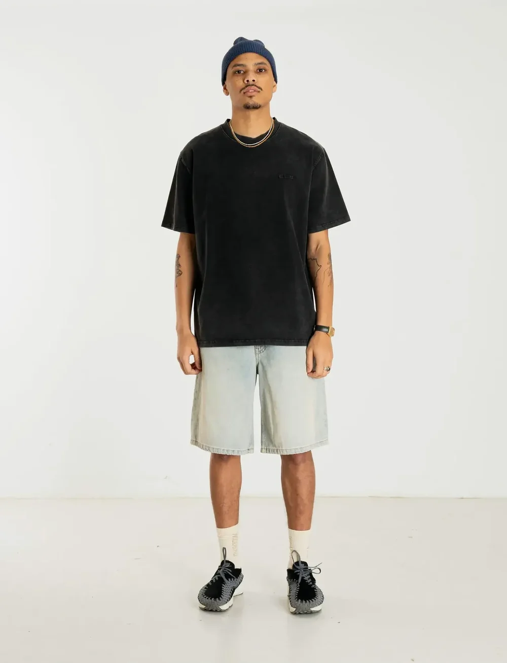 Woodbird - WBBaine Washed Tee - kortärmade t-shirts - black - 0