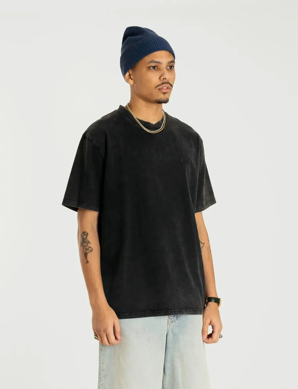 Woodbird - WBBaine Washed Tee - kortärmade t-shirts - black - 3