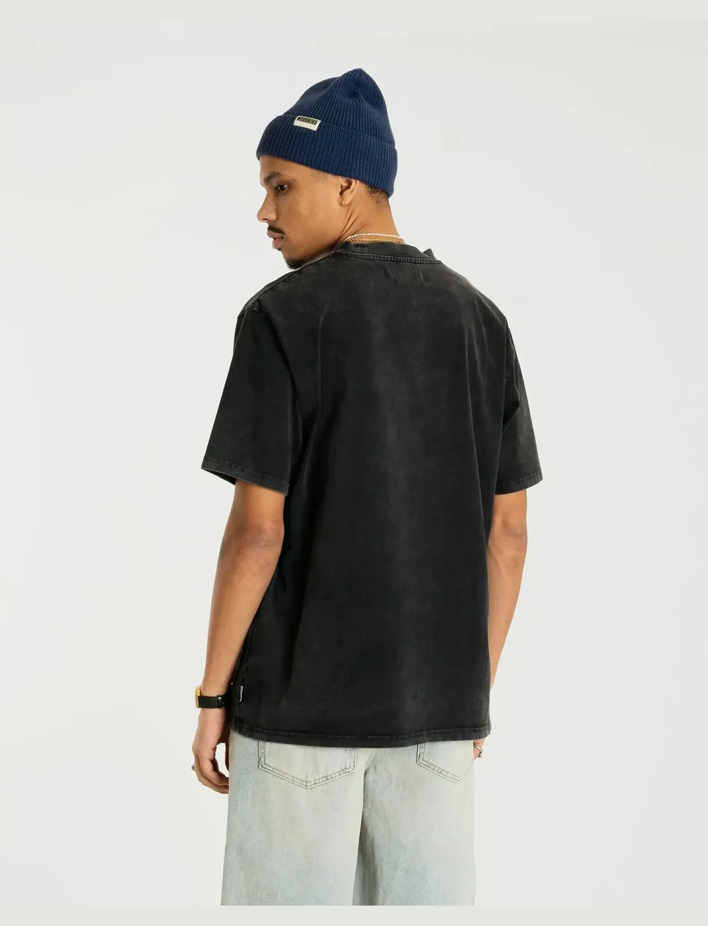 Woodbird - WBBaine Washed Tee - kortärmade t-shirts - black - 4