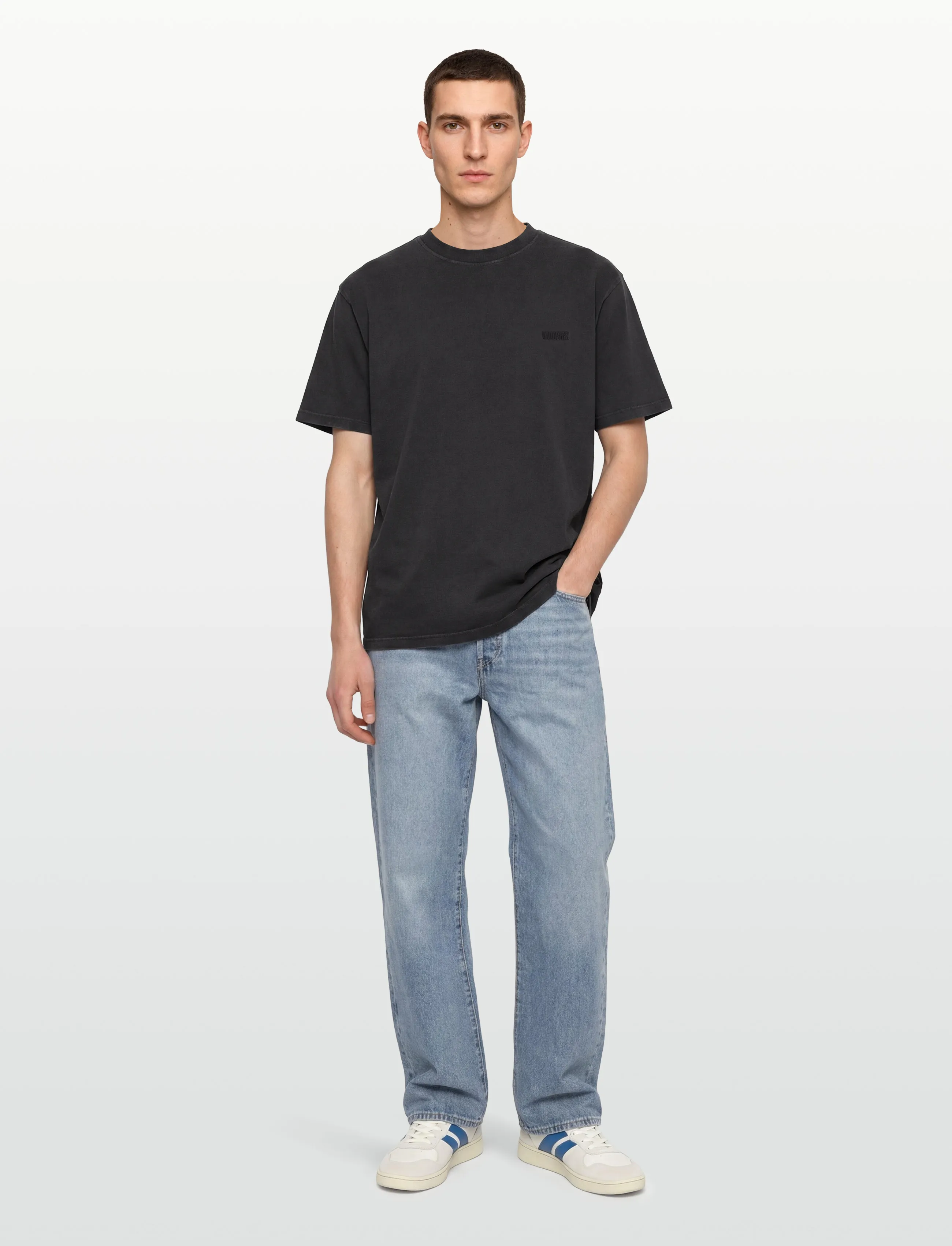 Woodbird WBBaine Washed Tee - Lühikeste varrukatega T-särgid - WASHED BLACK / black