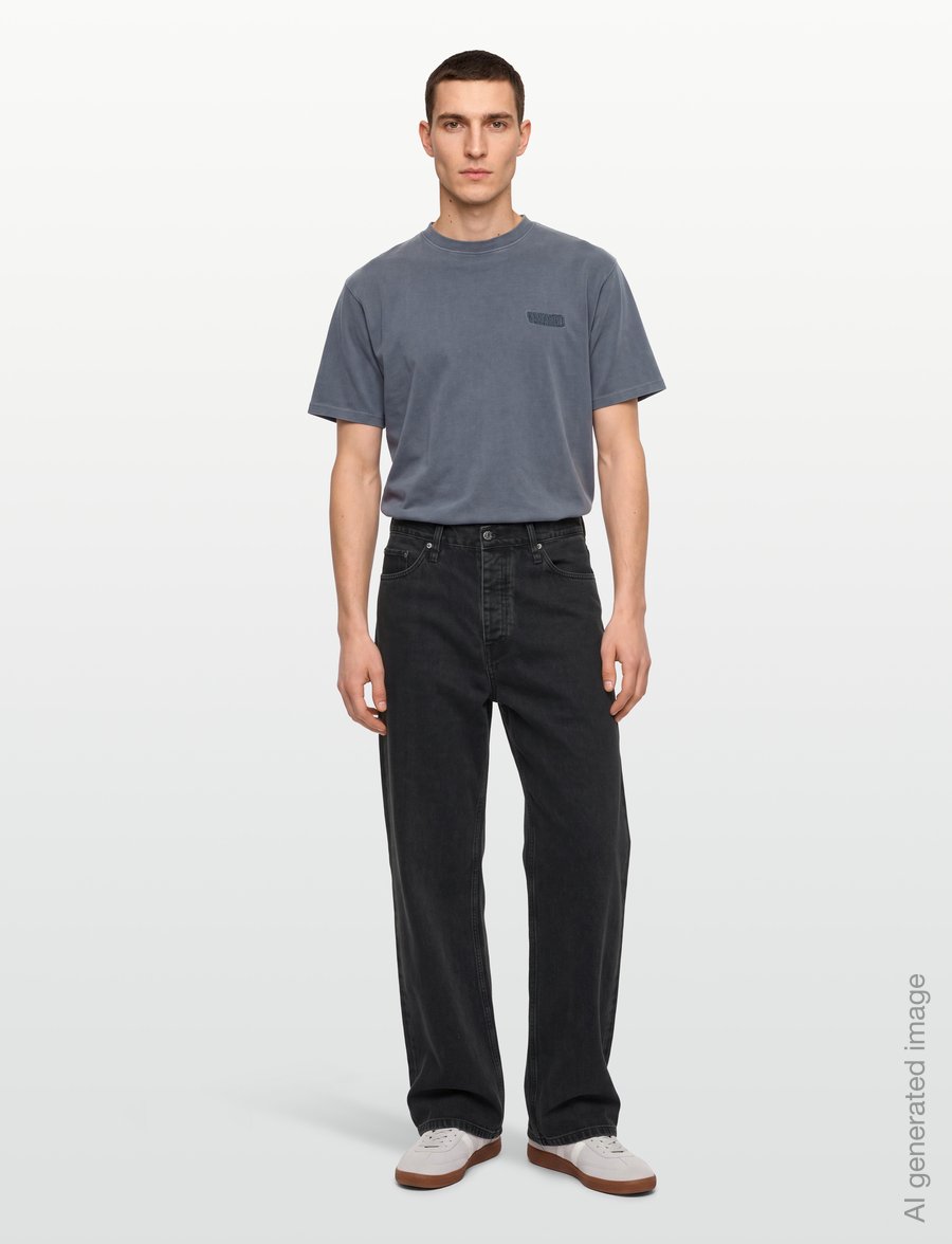 Woodbird - WBBaine Washed Tee - kortärmade t-shirts - washed slate blue - 0