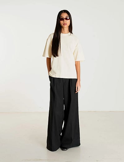 Woodbird WBSoul Straight Pant - Wide leg trousers - BLACK / black