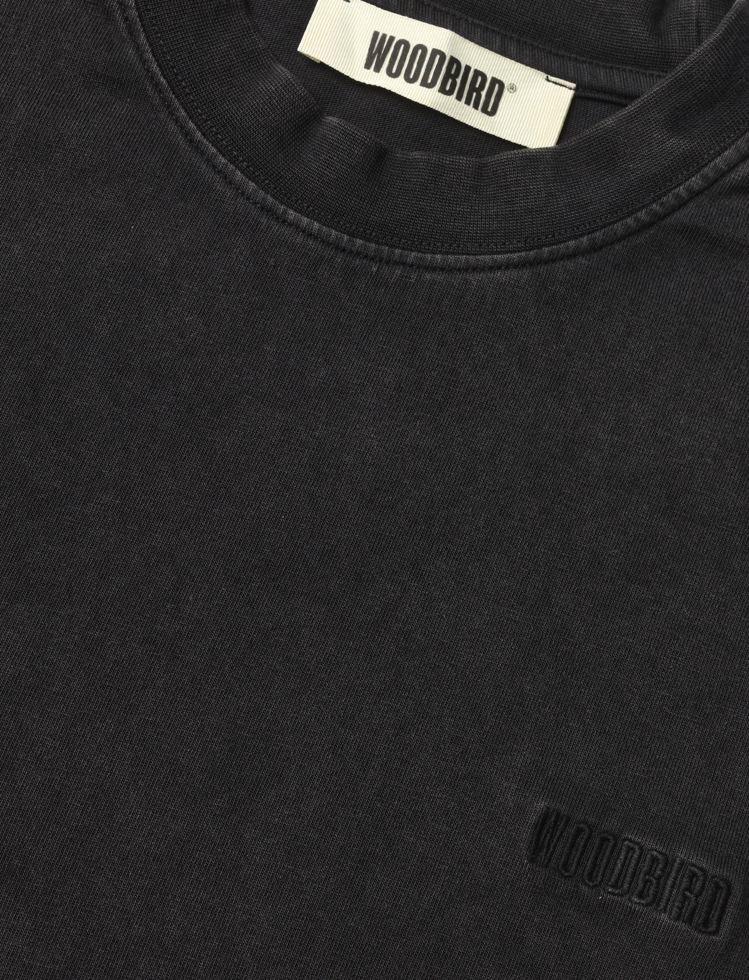 Woodbird - WBBalo Washed Tee - t-shirts - washed black - 5