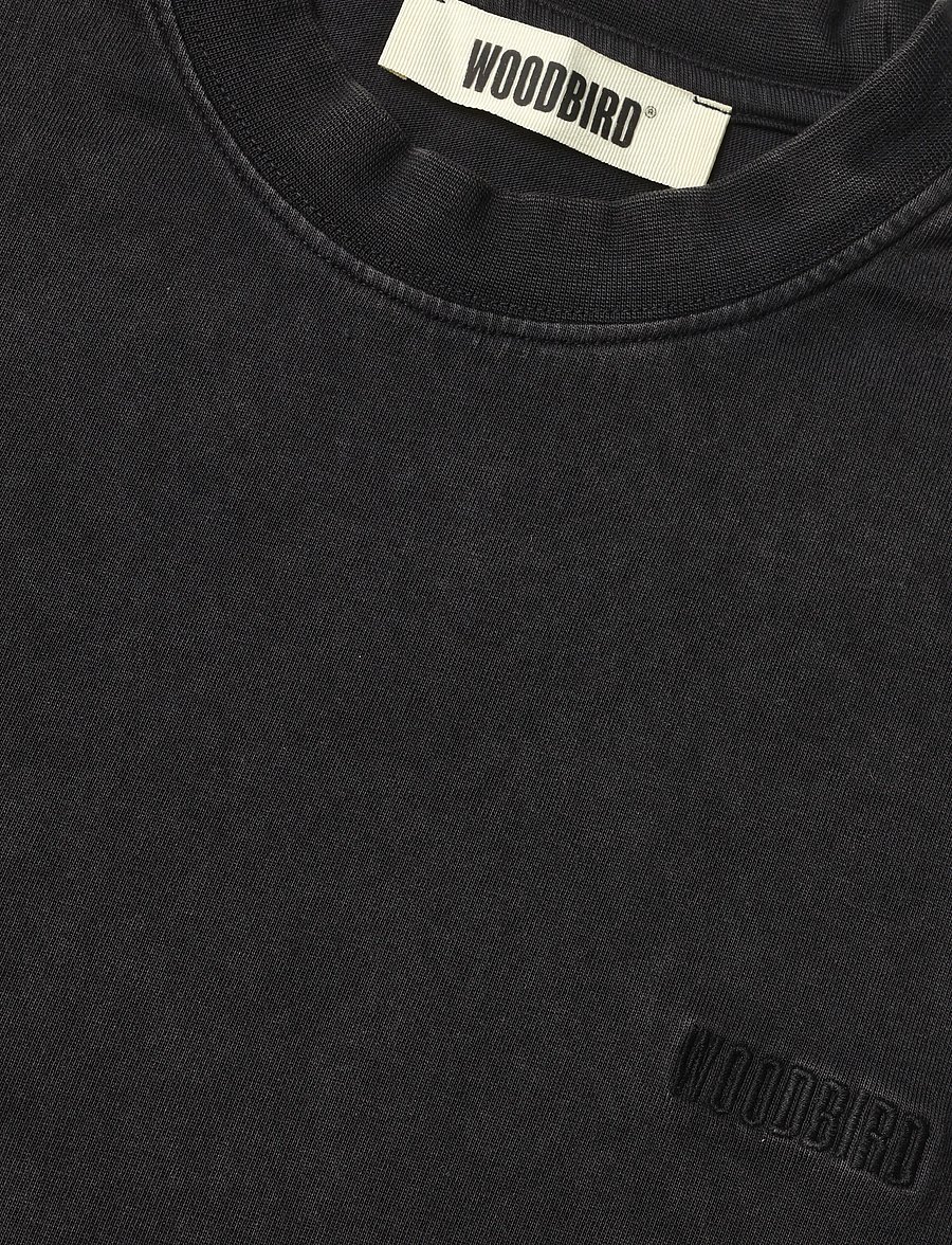 Woodbird - WBBalo Washed Tee - t-shirts - washed black - 5