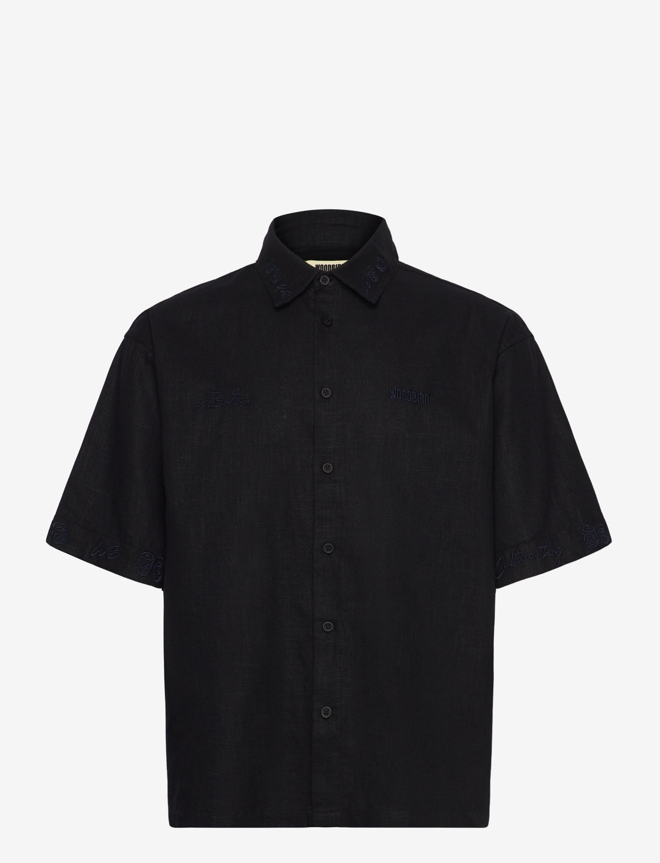 Woodbird - WBWang Embroid Shirt - linen shirts - black - 0