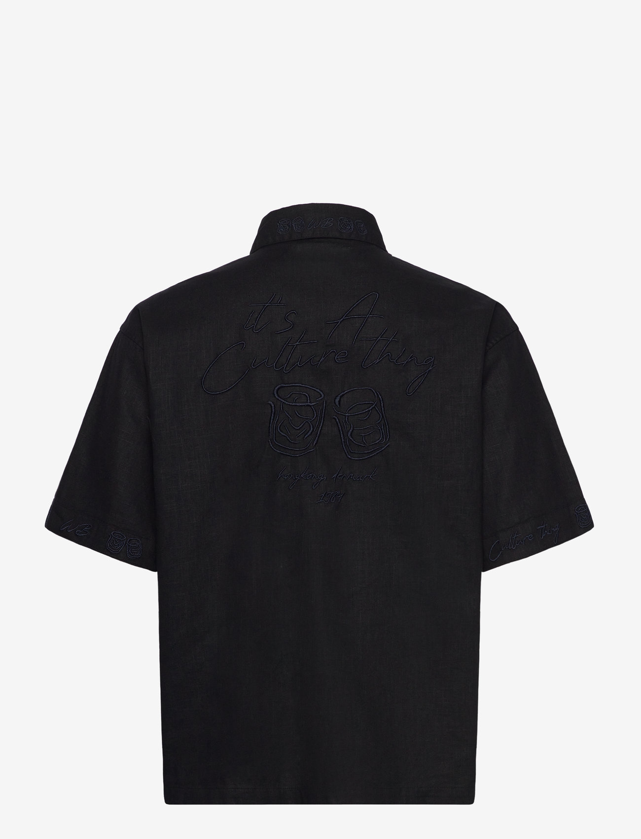 Woodbird - WBWang Embroid Shirt - linen shirts - black - 1