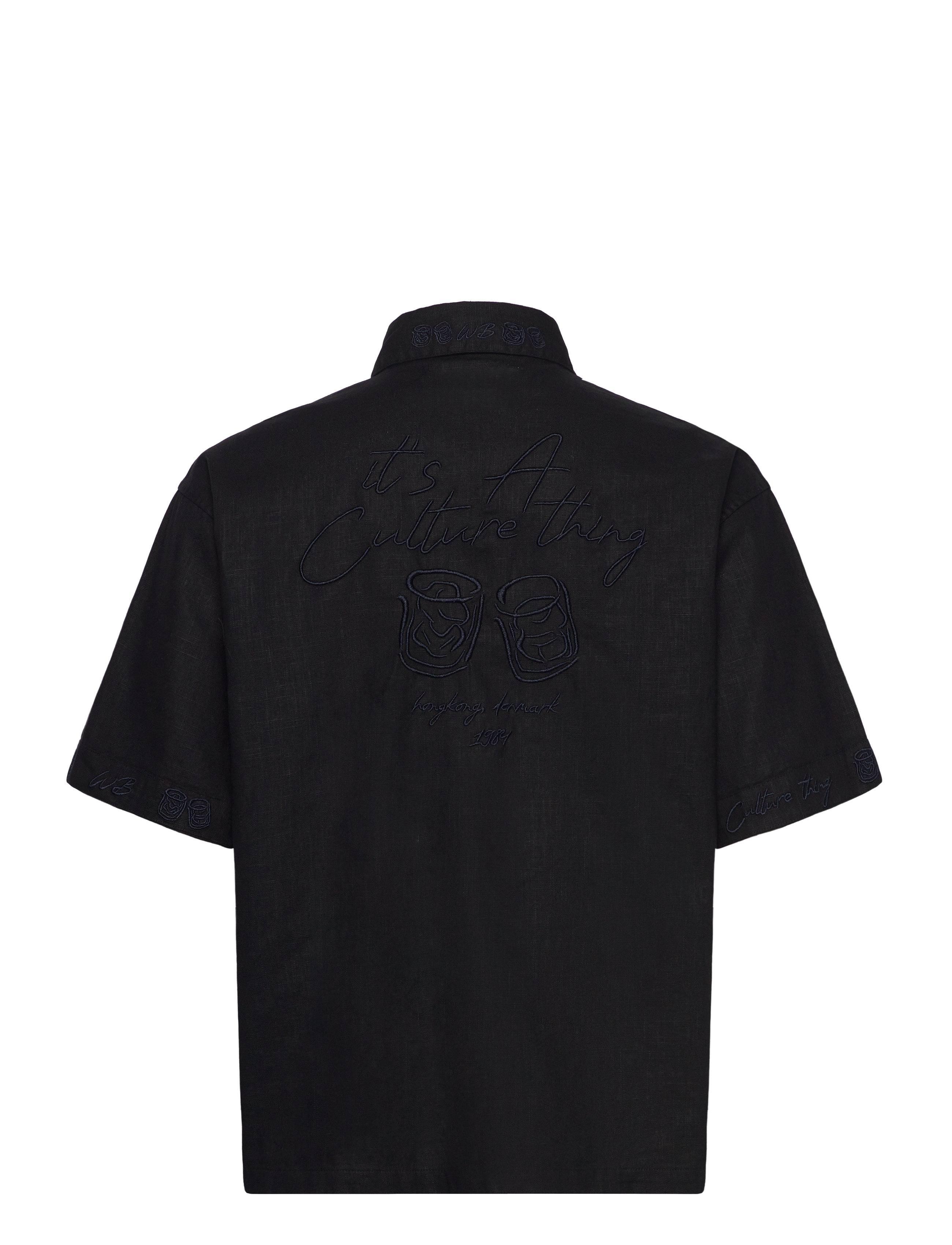 Woodbird - WBWang Embroid Shirt - linneskjortor - black - 1