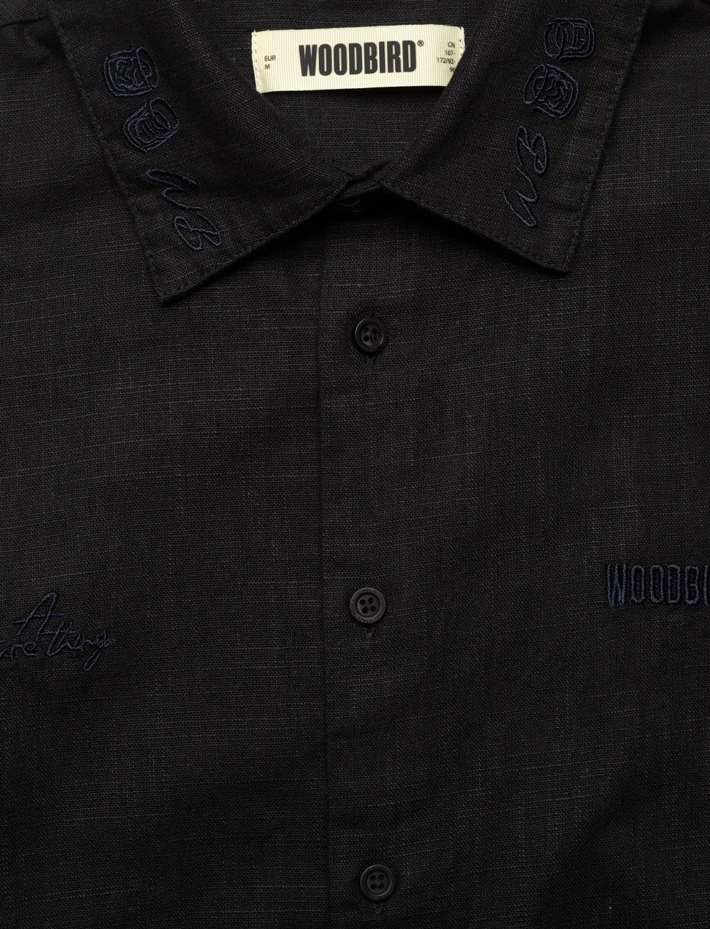 Woodbird - WBWang Embroid Shirt - leinenhemden - black - 2