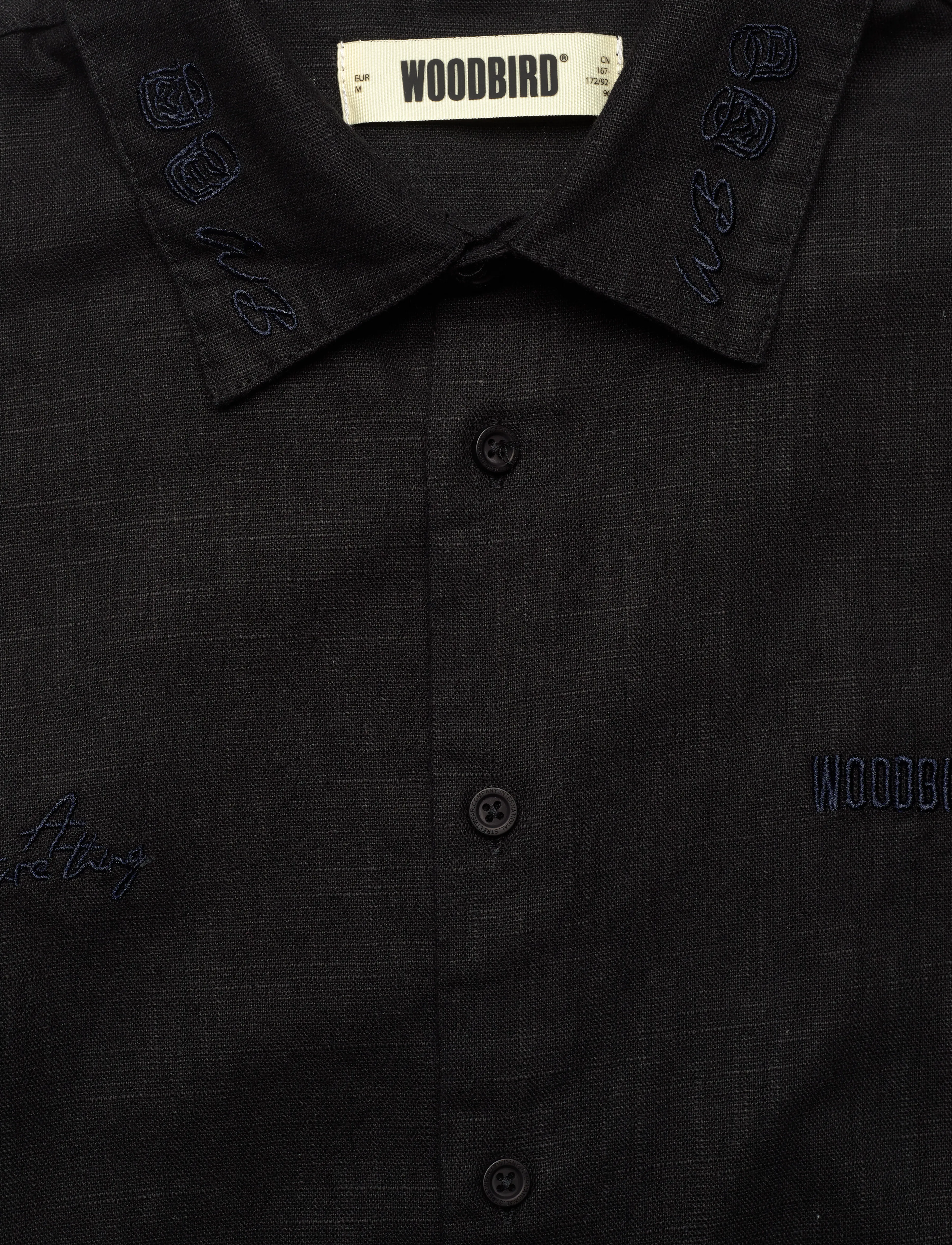 Woodbird - WBWang Embroid Shirt - linneskjortor - black - 2