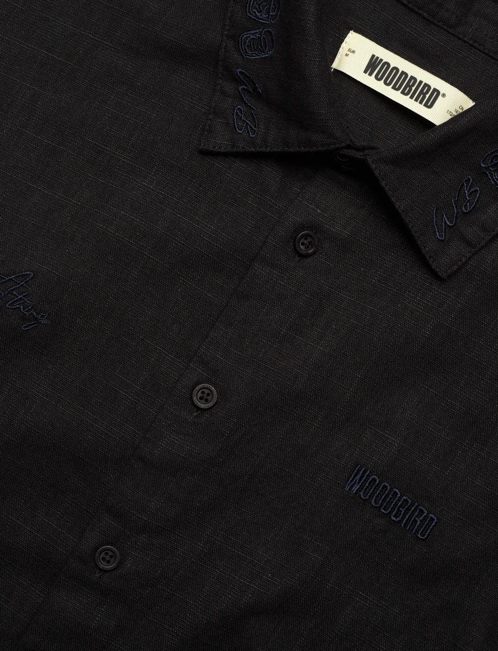 Woodbird - WBWang Embroid Shirt - leinenhemden - black - 3