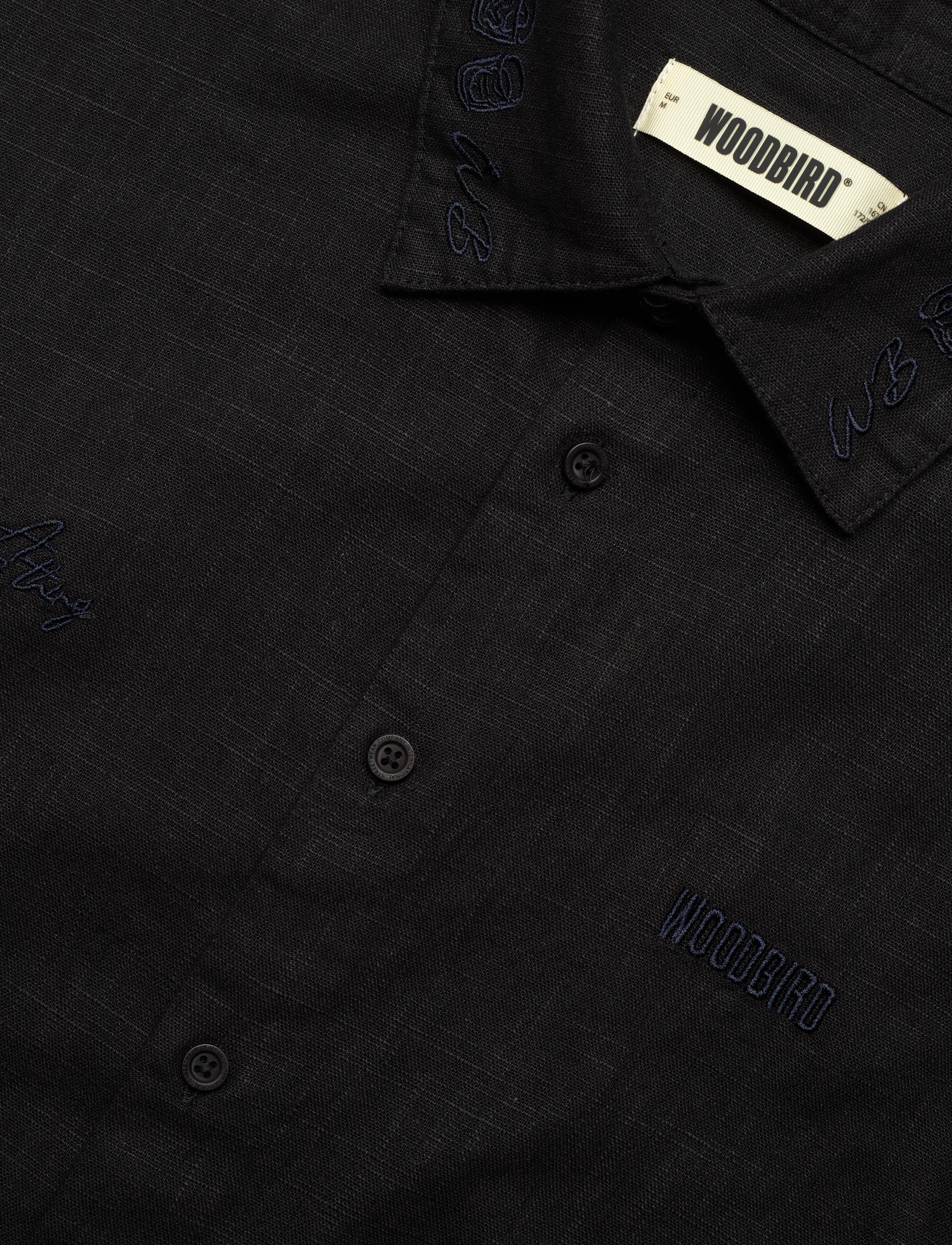 Woodbird - WBWang Embroid Shirt - linneskjortor - black - 3