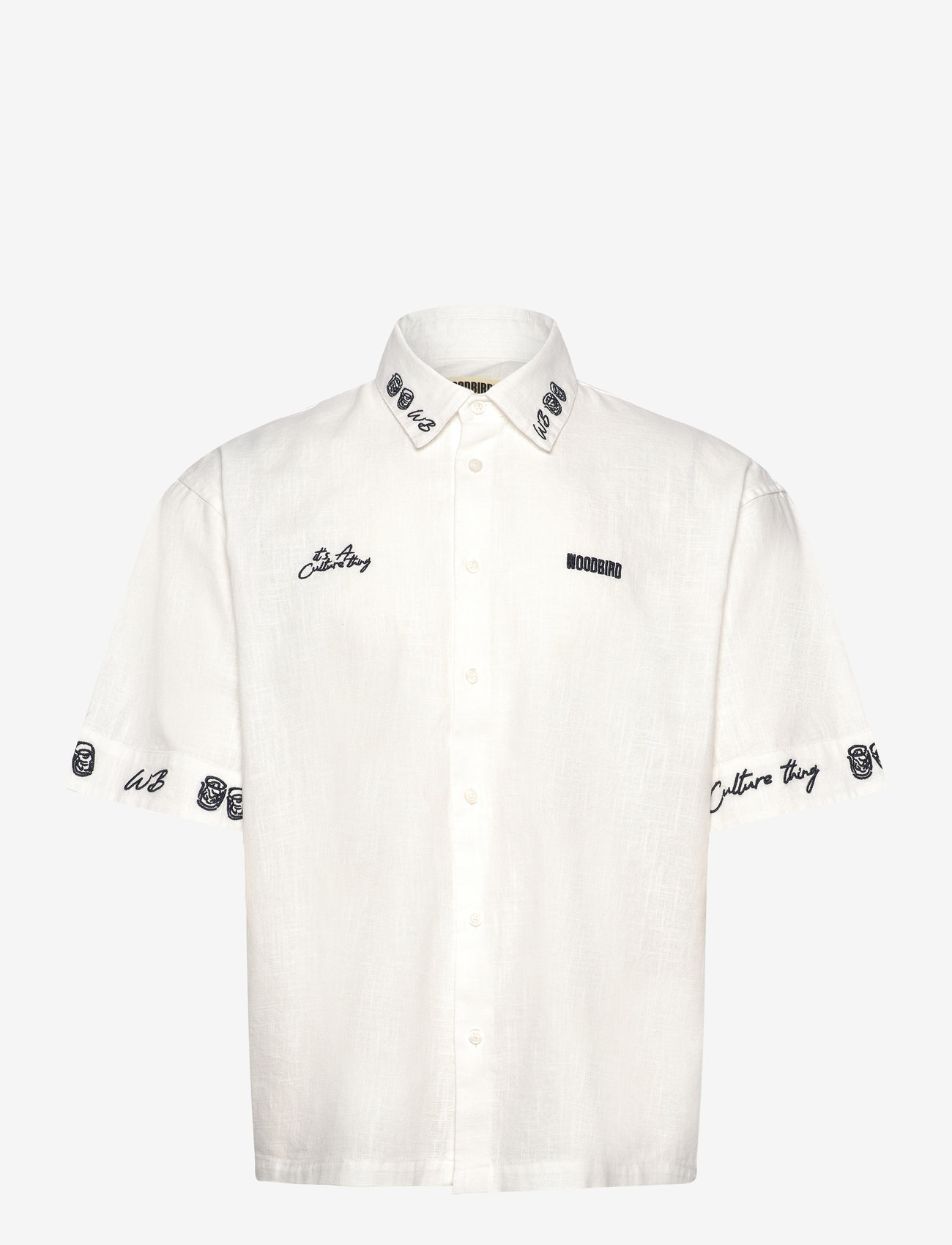 Woodbird - WBWang Embroid Shirt - linneskjortor - off white - 0