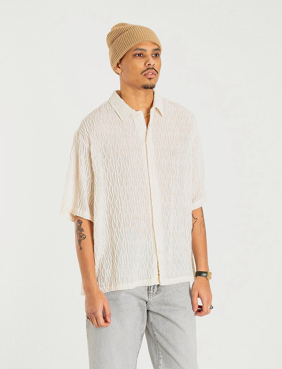 Woodbird - WBSunny Crooque Shirt - short-sleeved shirts - off white - 3