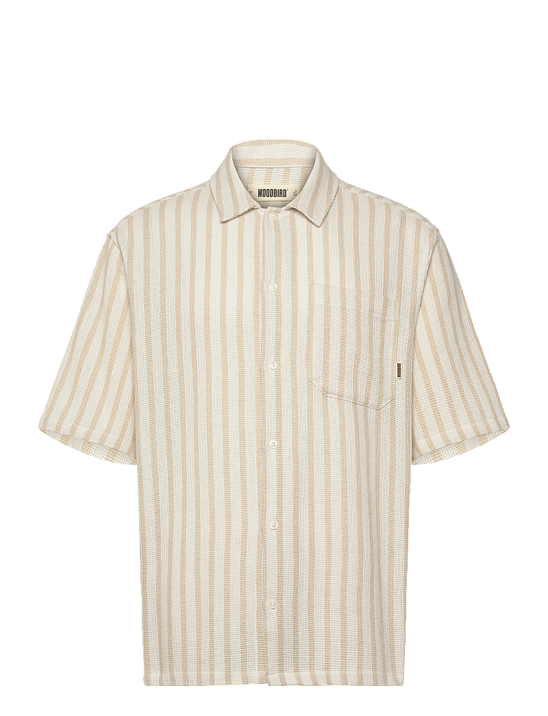 Woodbird - WBBanks Weeve Shirt - kurzarmhemden - sand - 1