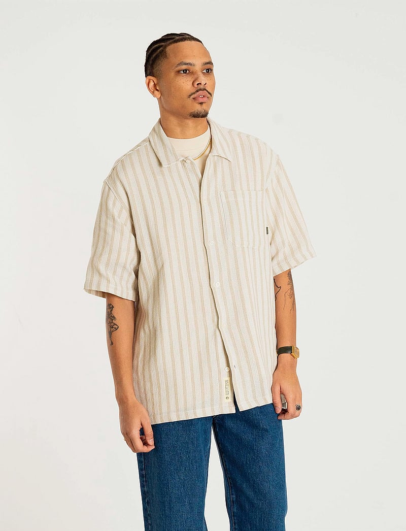 Woodbird - WBBanks Weeve Shirt - kurzarmhemden - sand - 3