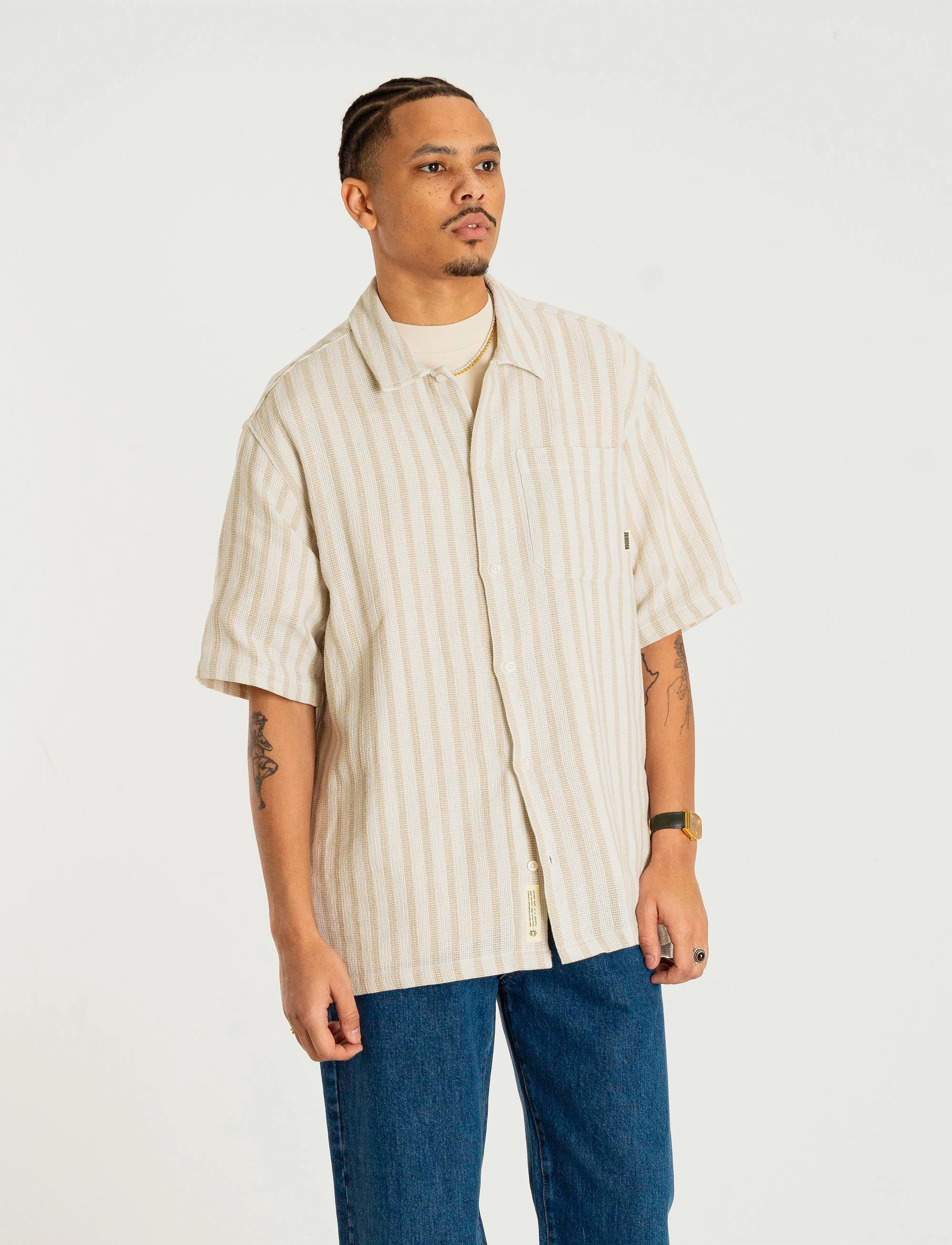 Woodbird - WBBanks Weeve Shirt - sand - 3
