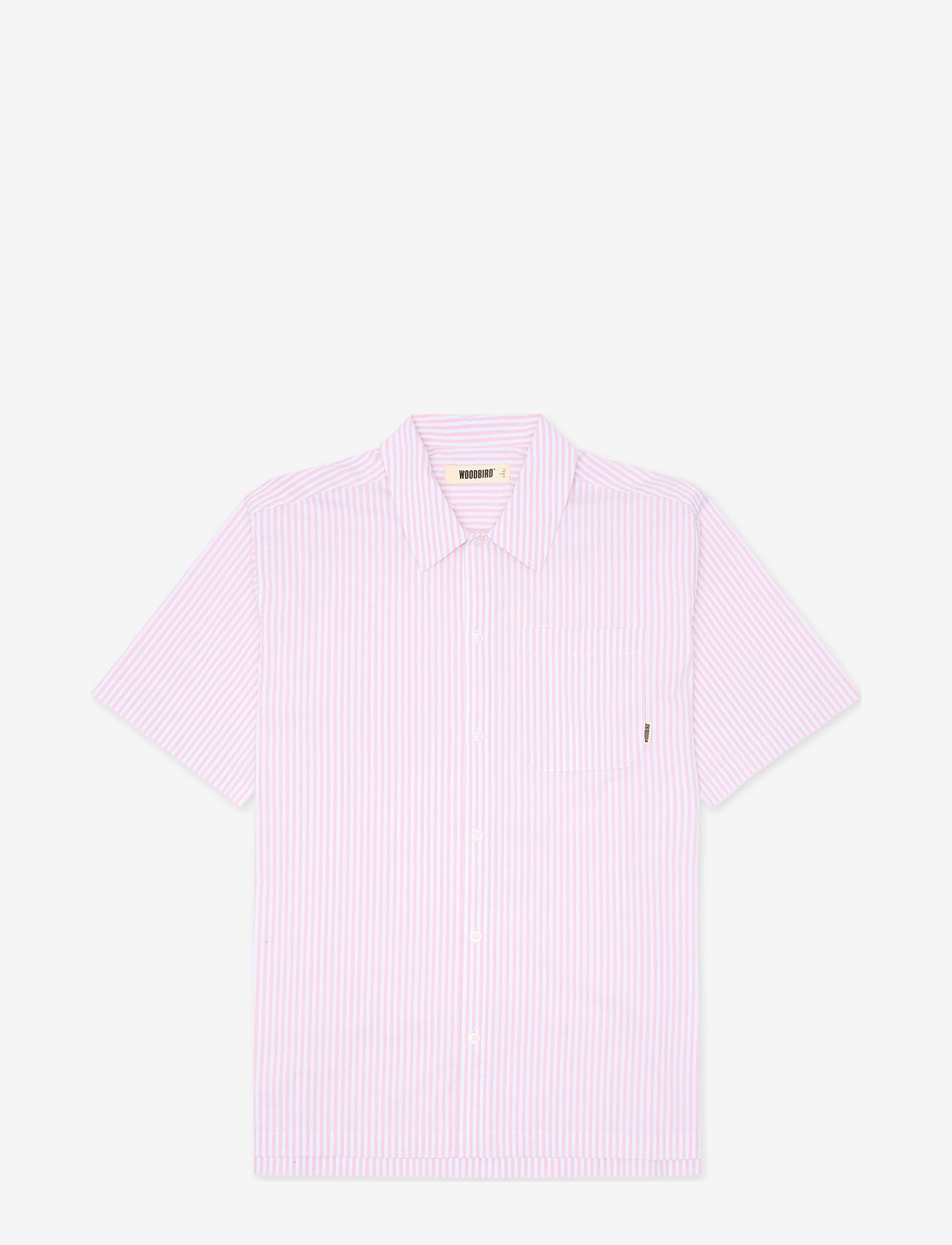 Woodbird - WBBanks Stripe Shirt - kortærmede skjorter - white-pink - 1