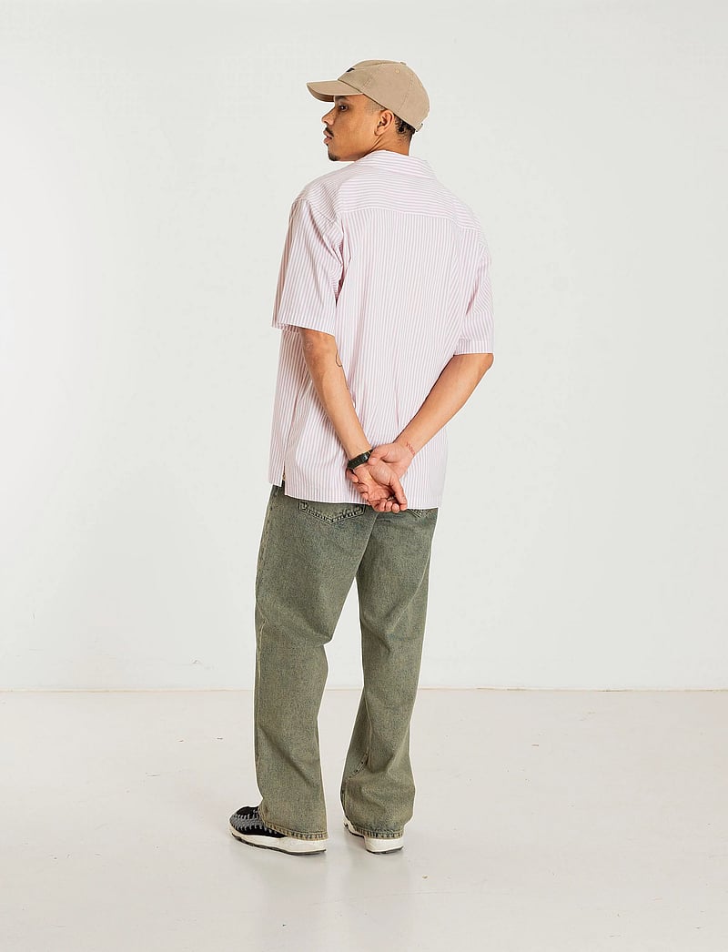 Woodbird - WBBanks Stripe Shirt - kortærmede skjorter - white-pink - 4