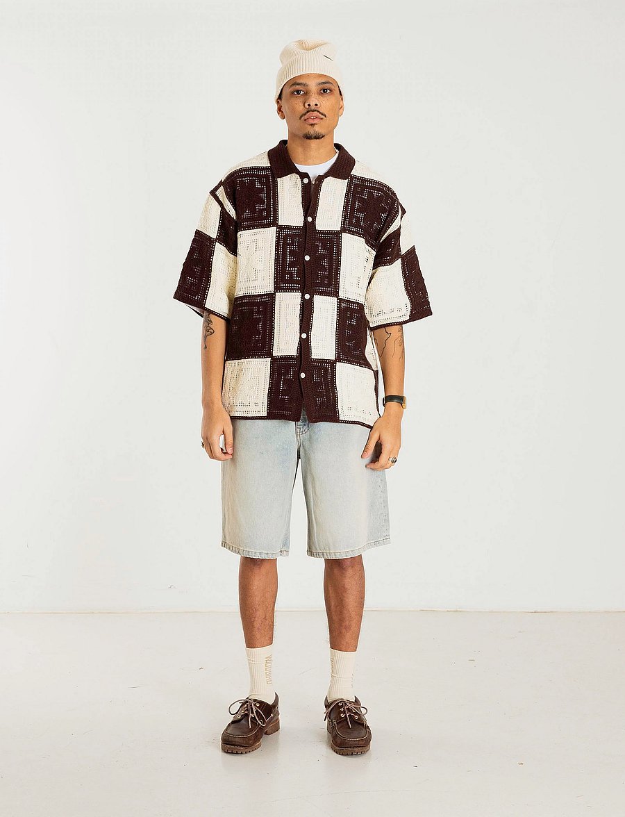 Woodbird - WBBanks Crochet Knit - brown-off white - 0