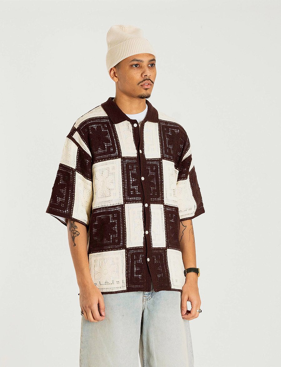 Woodbird - WBBanks Crochet Knit - brown-off white - 3