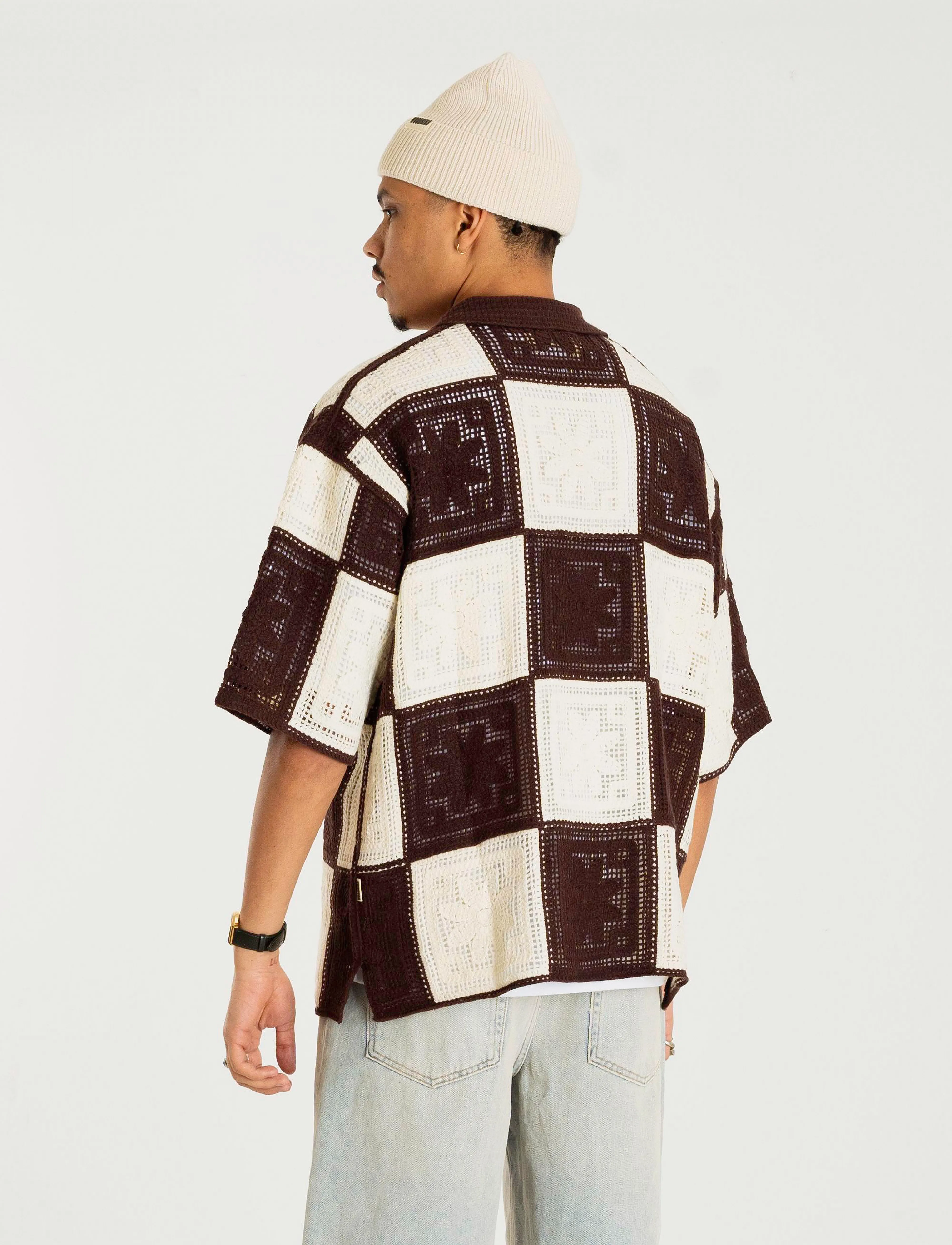 Woodbird - WBBanks Crochet Knit - brown-off white - 4