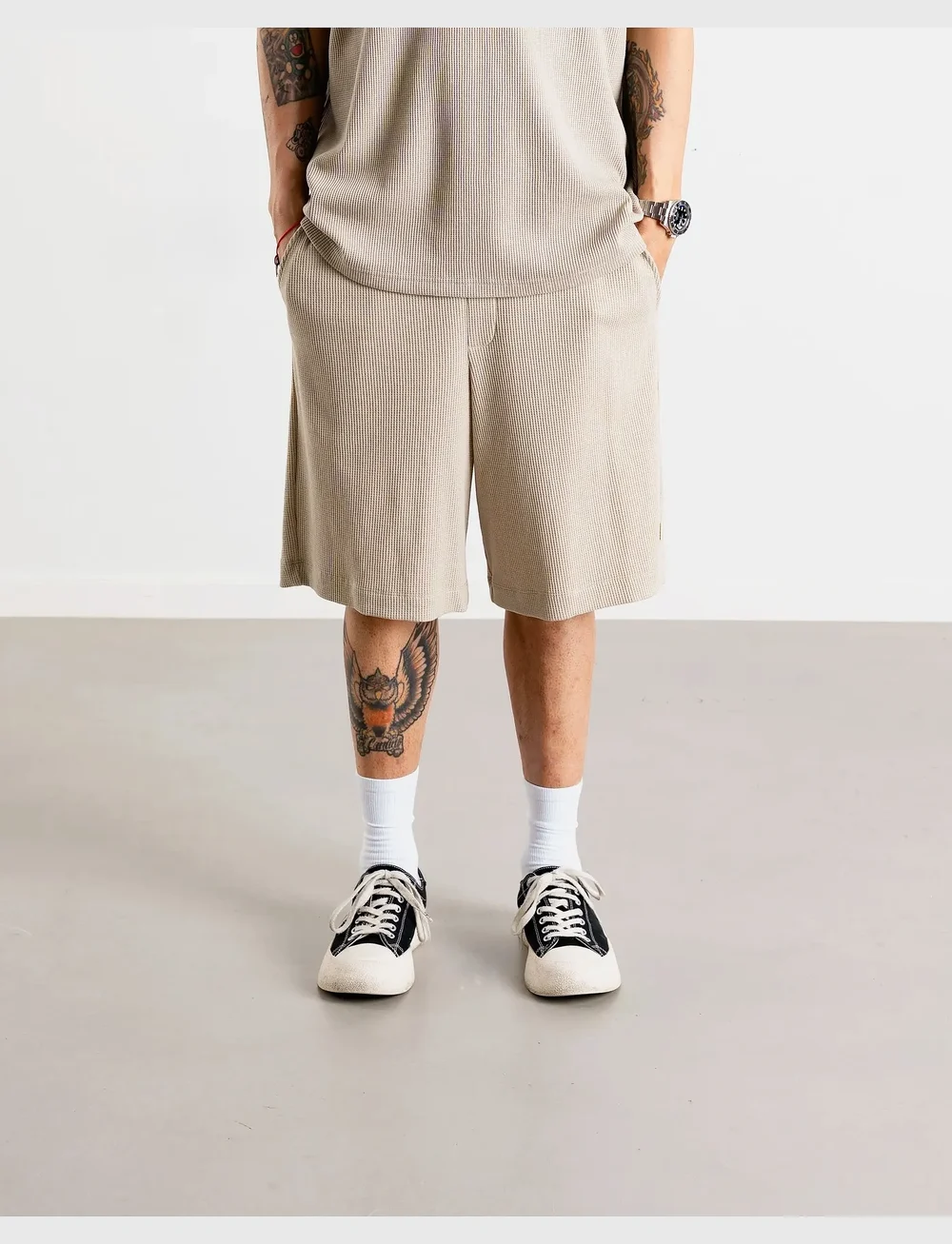 Woodbird - WBBen Waffel Shorts - casual shorts - taupe brown - 0
