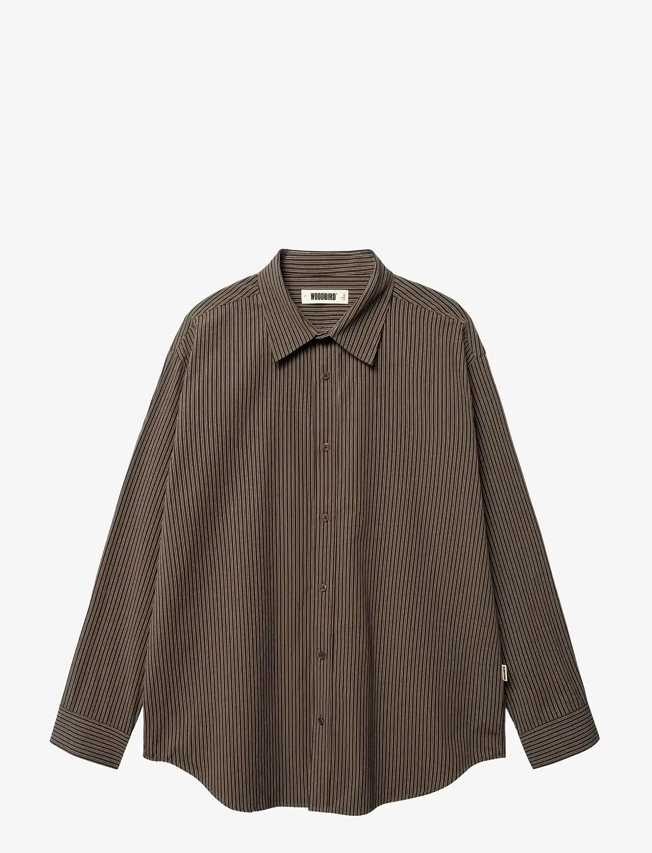 Woodbird - WBBecca Stripe Shirt - long-sleeved shirts - brown - 1