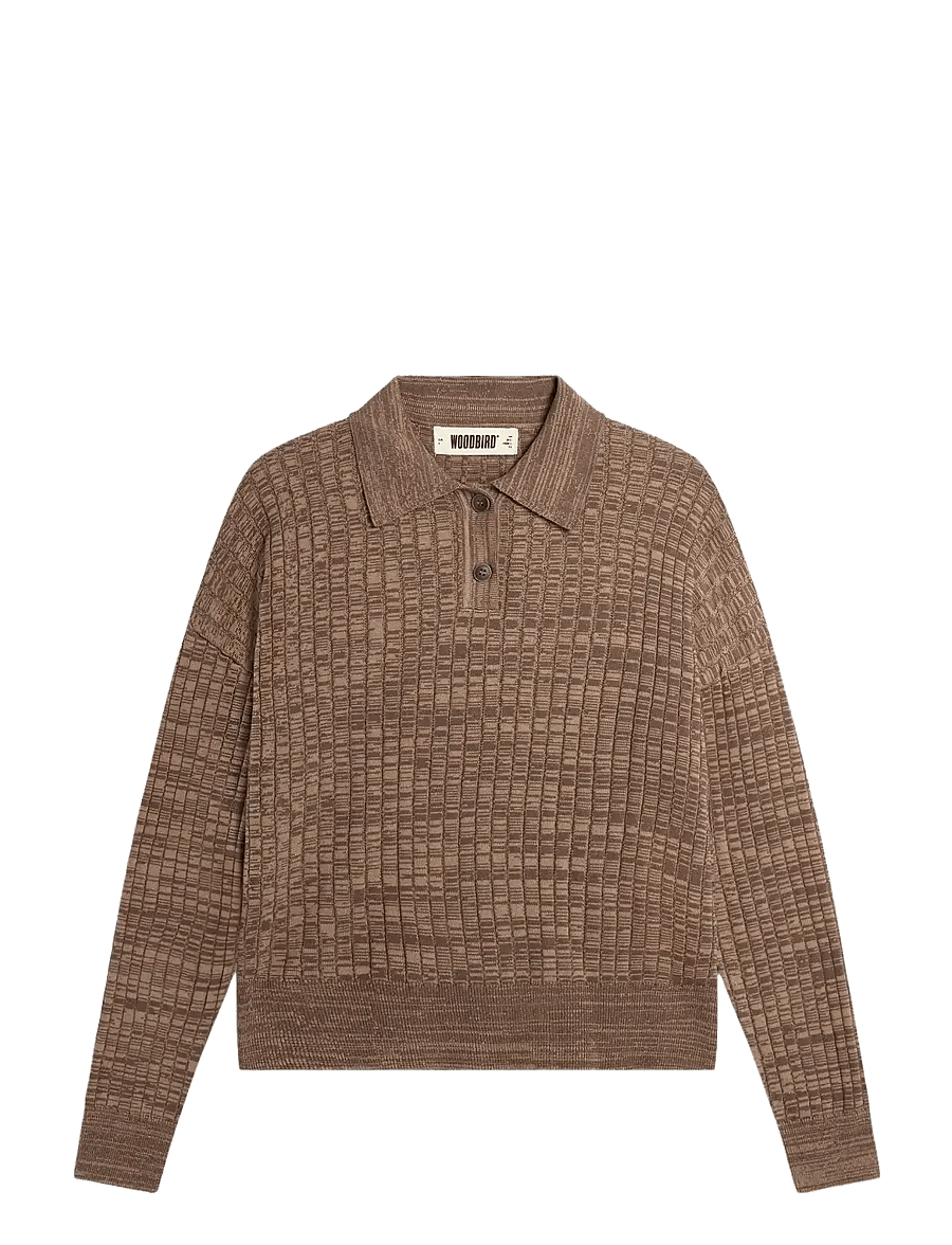 Woodbird - WBMouls Knitted Polo - kampsunid - dark brown - 1