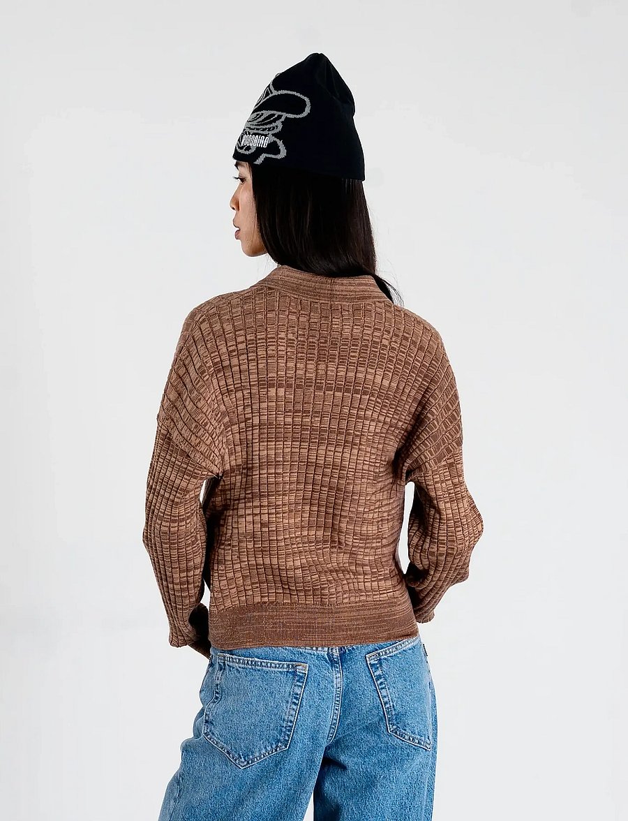 Woodbird - WBMouls Knitted Polo - kampsunid - dark brown - 4