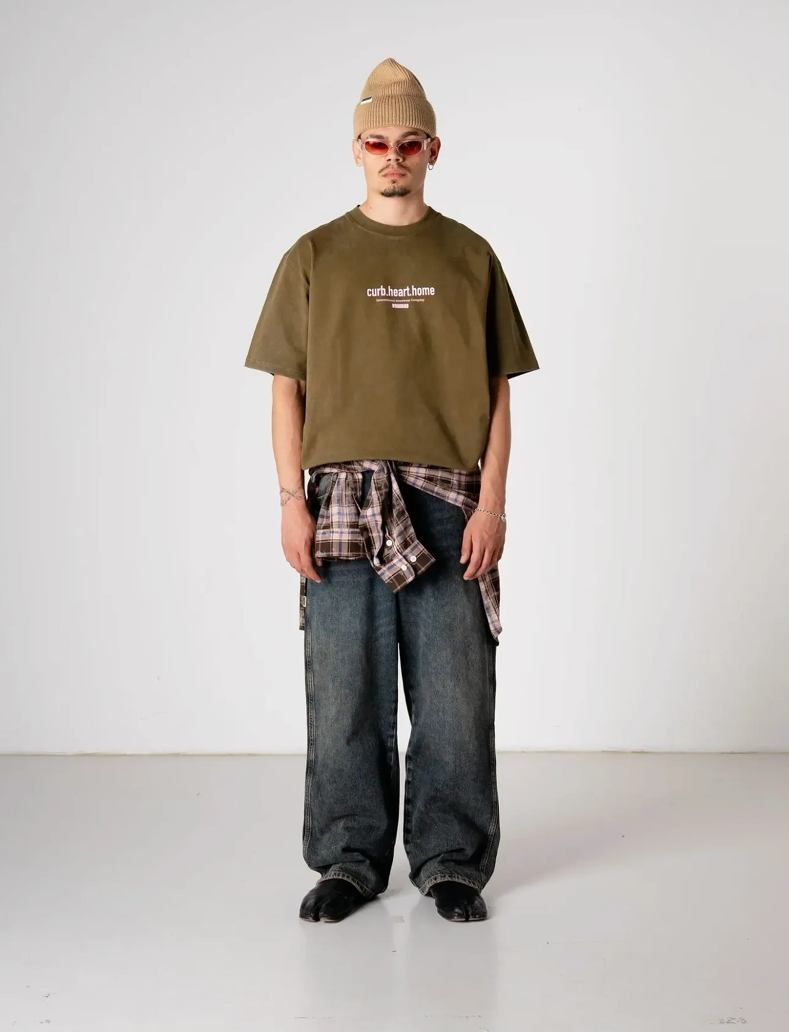 Woodbird WBBeam Dye Tee - Winter deals - DARK BROWN / green