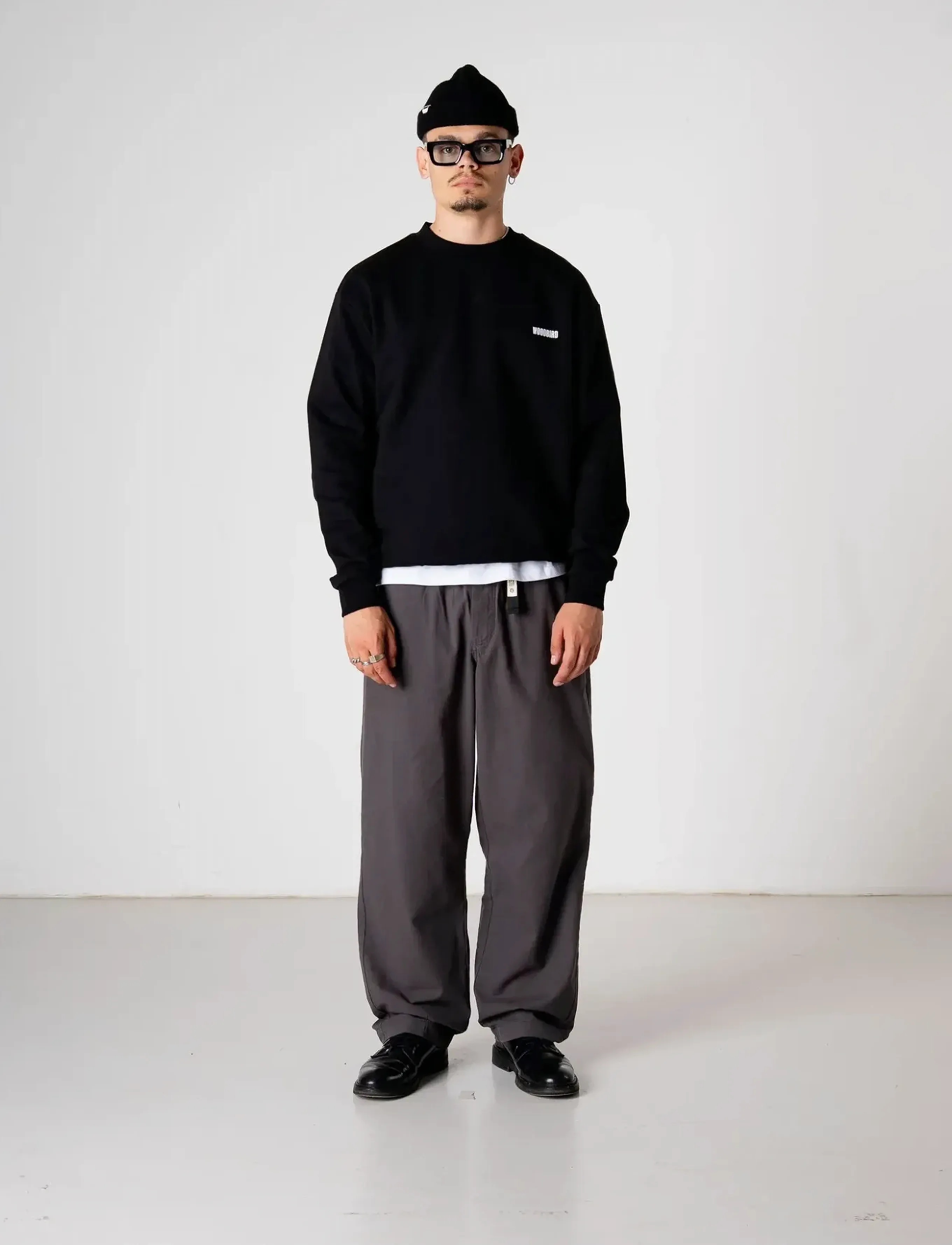 Woodbird WBCane Ming Crew - Kläder - BLACK / black