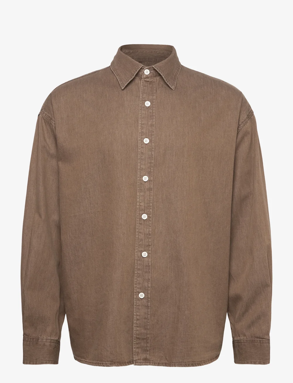 Woodbird - WBJong Washed Shirt - tavalised t-särgid - brown - 0