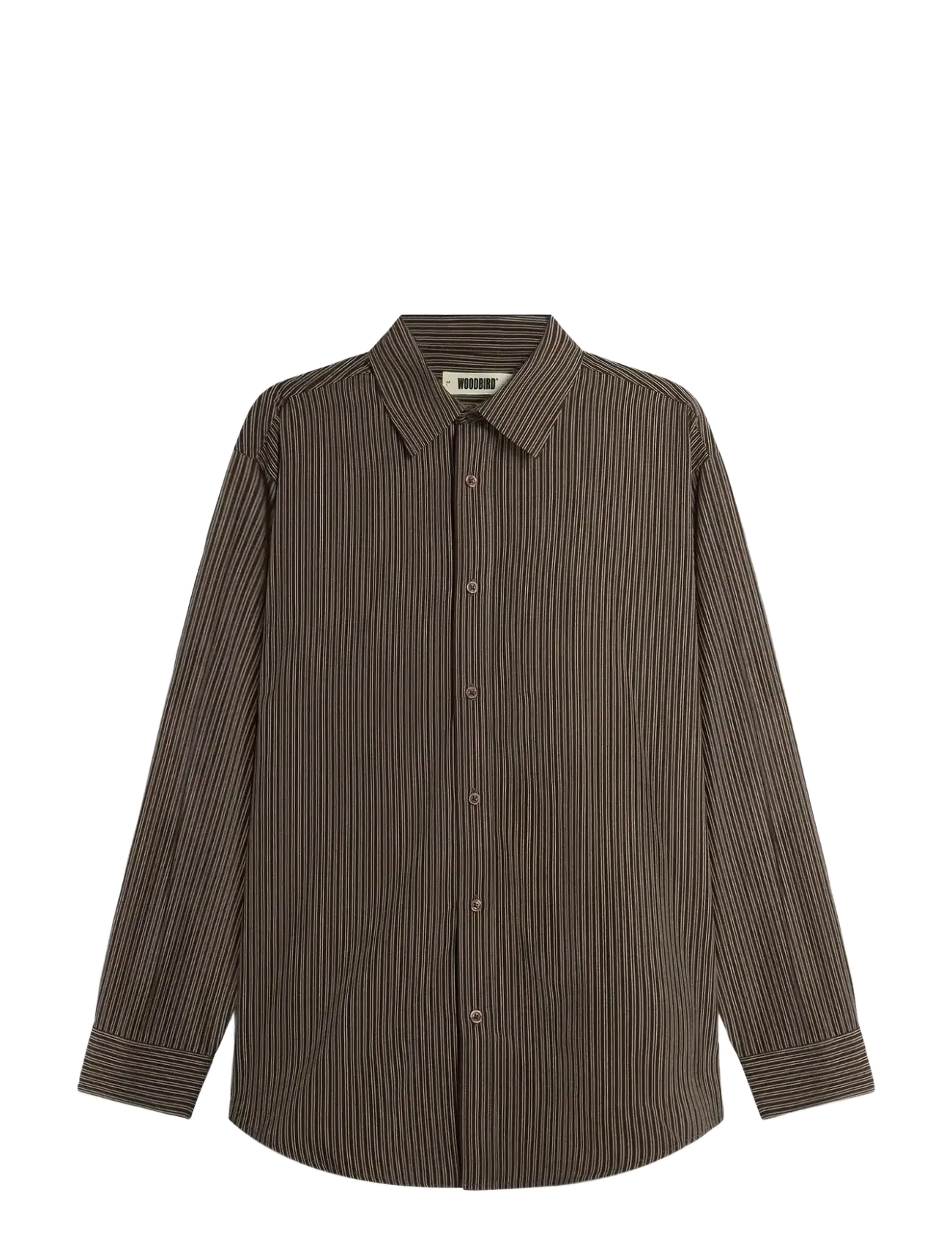 Woodbird - WBJong Stripe shirt - randiga skjortor - brown - 1