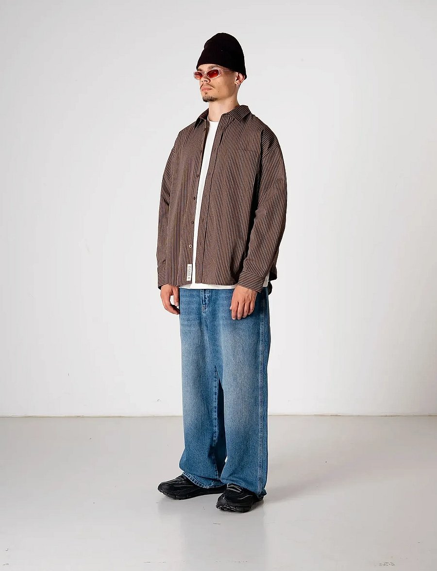 Woodbird - WBJong Stripe shirt - striped shirts - brown - 2