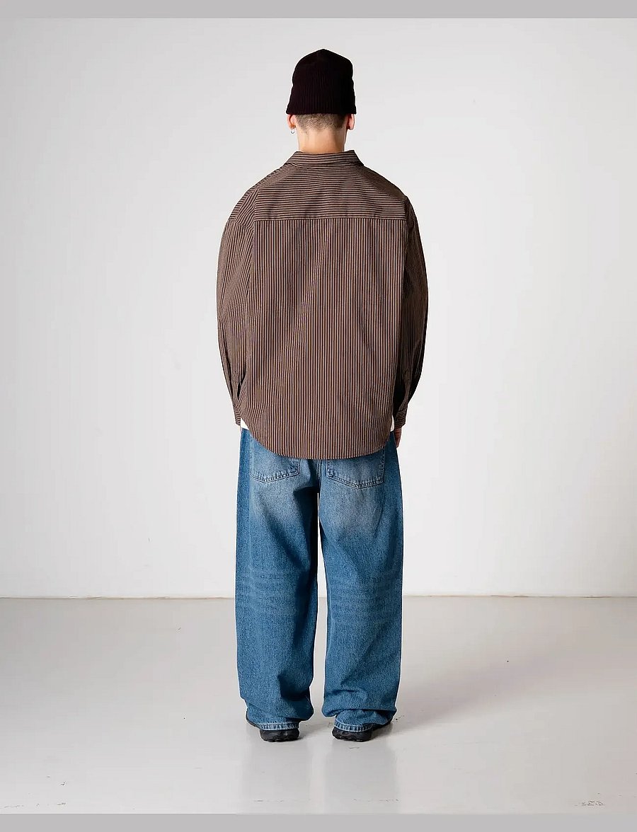 Woodbird - WBJong Stripe shirt - striped shirts - brown - 4