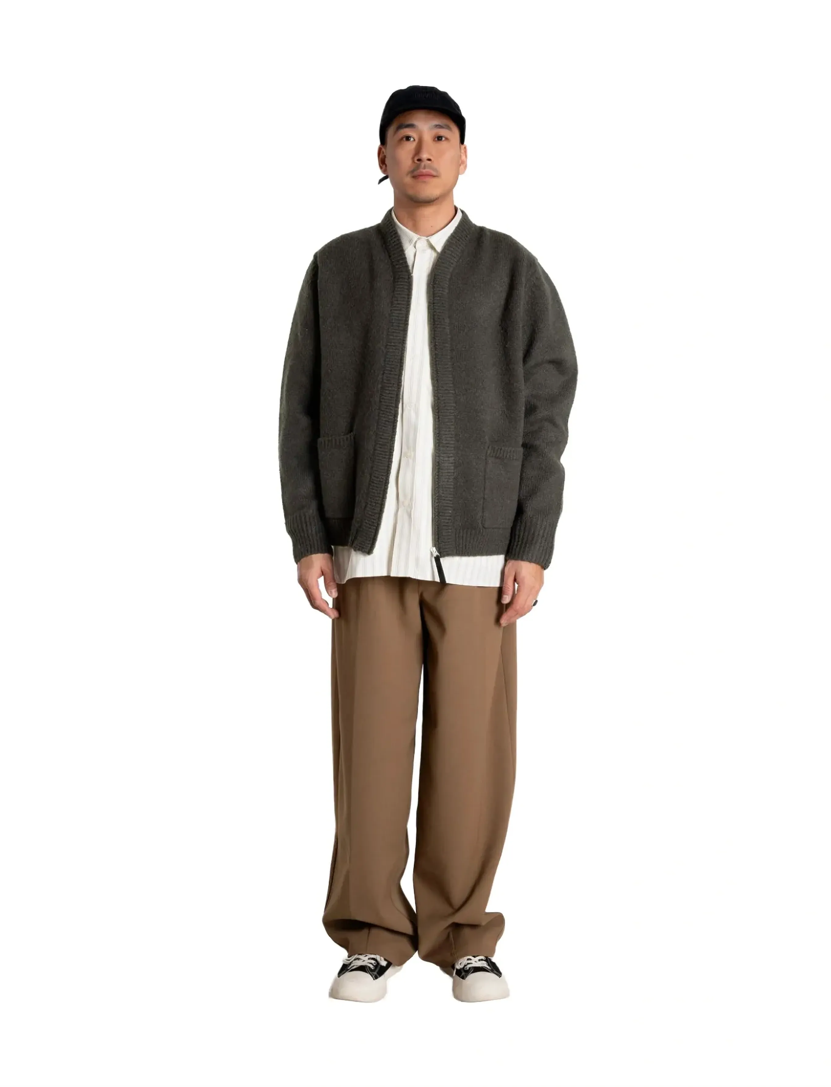 Woodbird WBKoon Zip Whole Cardigan - Streetwear - MEDIUM GREY / grey