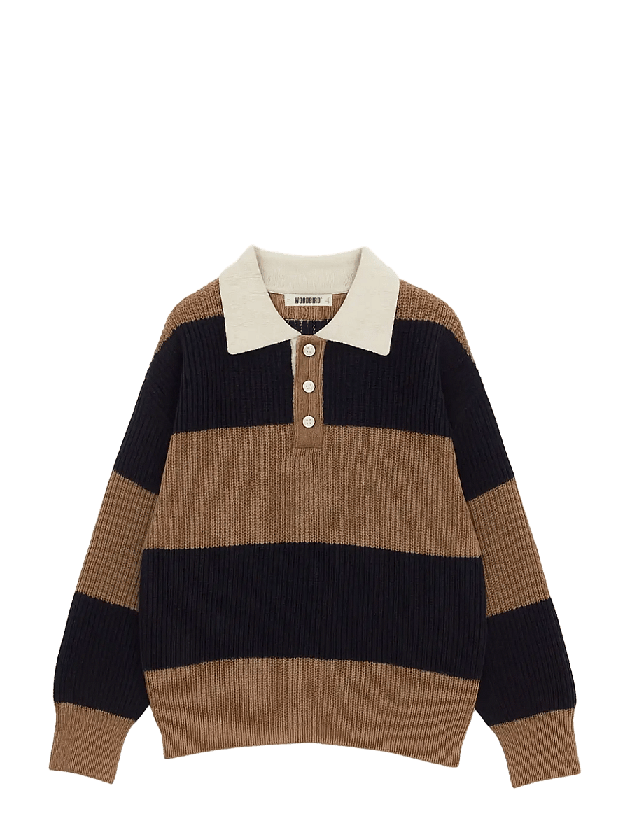 Woodbird - WBLotu Striped Polo - adīti polo krekli ar garām piedurknēm - navy striped - 1