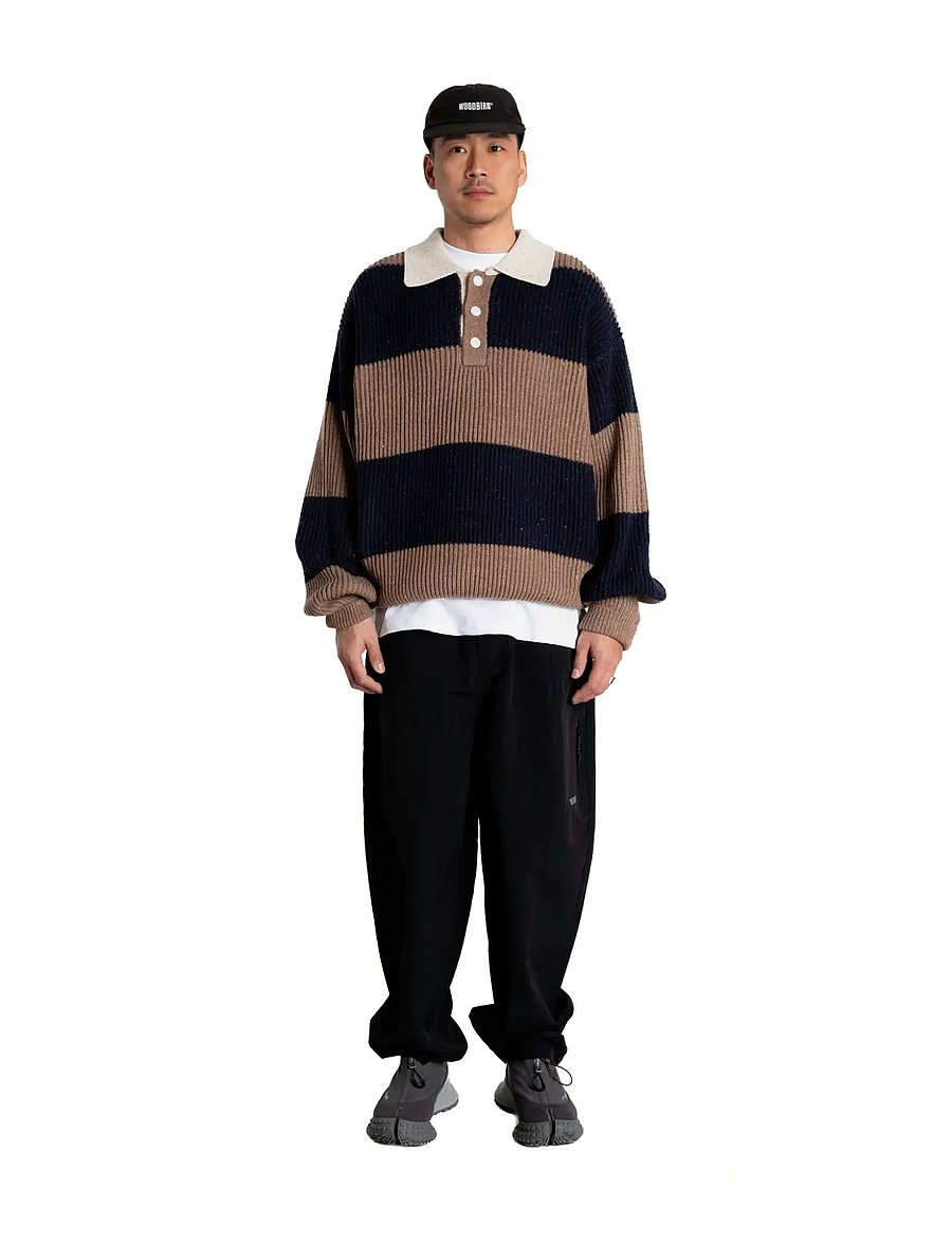Woodbird - WBLotu Striped Polo - adīti polo krekli ar garām piedurknēm - navy striped - 0