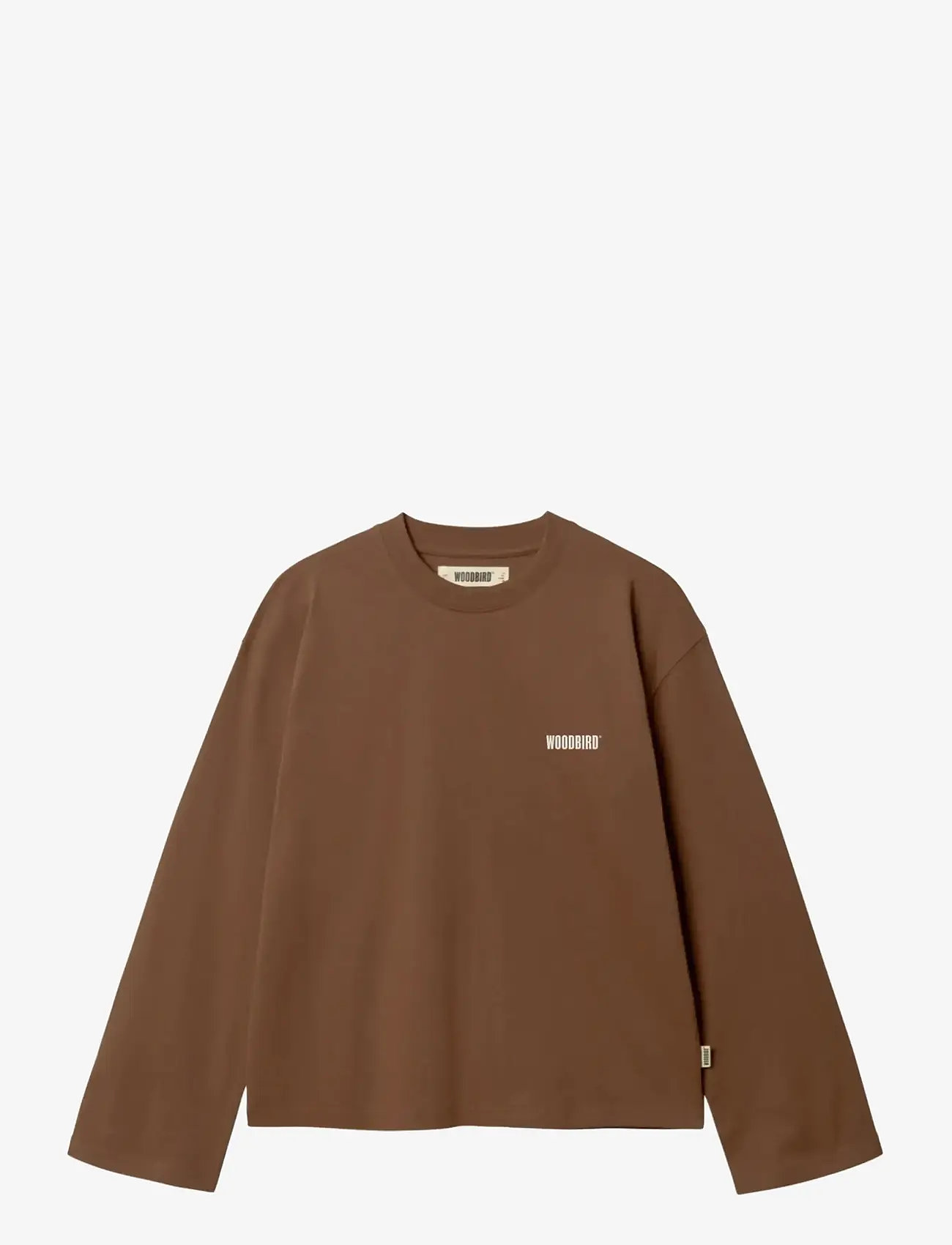 Woodbird - WBJoul L/S WB Tee - long-sleeved tops - mid brown - 0