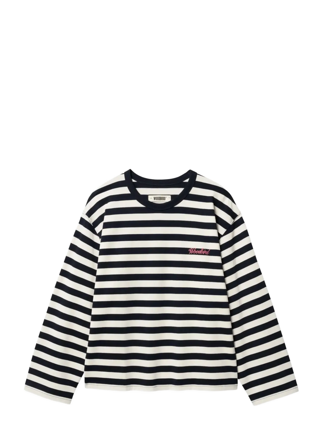Woodbird WBJoul Wide Sleeve Stripe Tee - Transitional Layering - NAVY-WHITE / navy