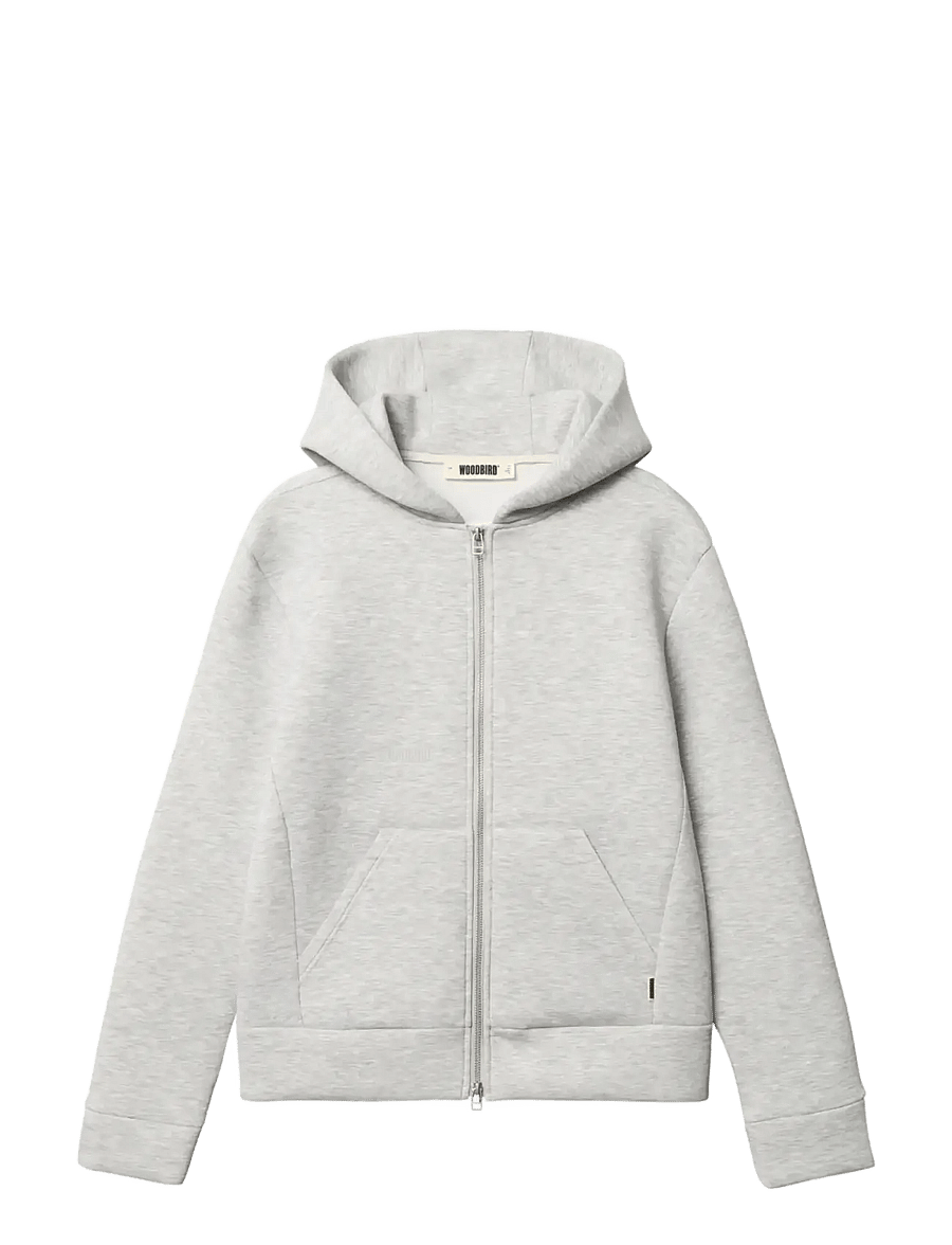 Woodbird - WBWuji Scuba Zip Hoodie - hoodies - light grey melange - 1
