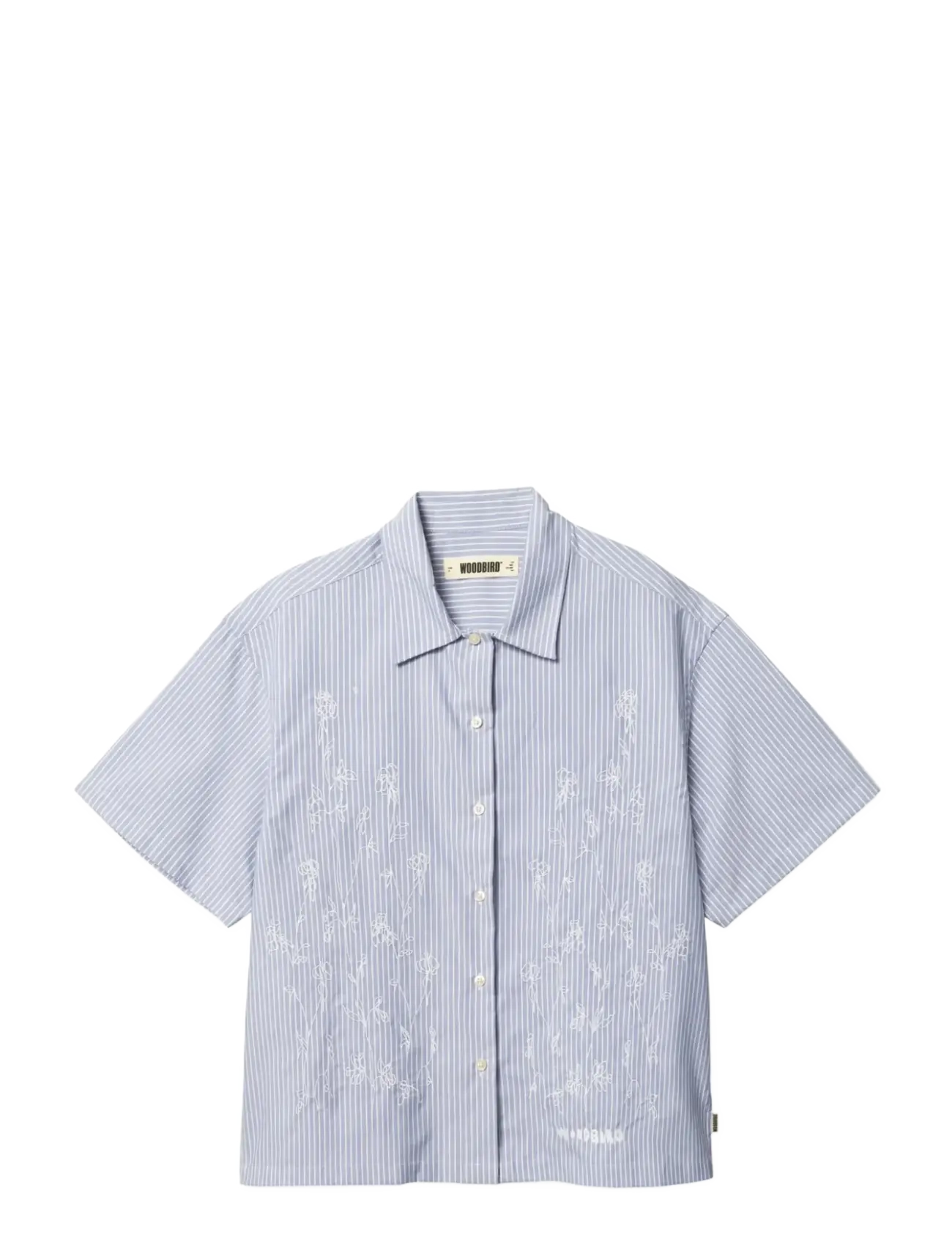 Woodbird WBLuna Ox Flower Shirt - Tøj - BLUE STRIPE / blue