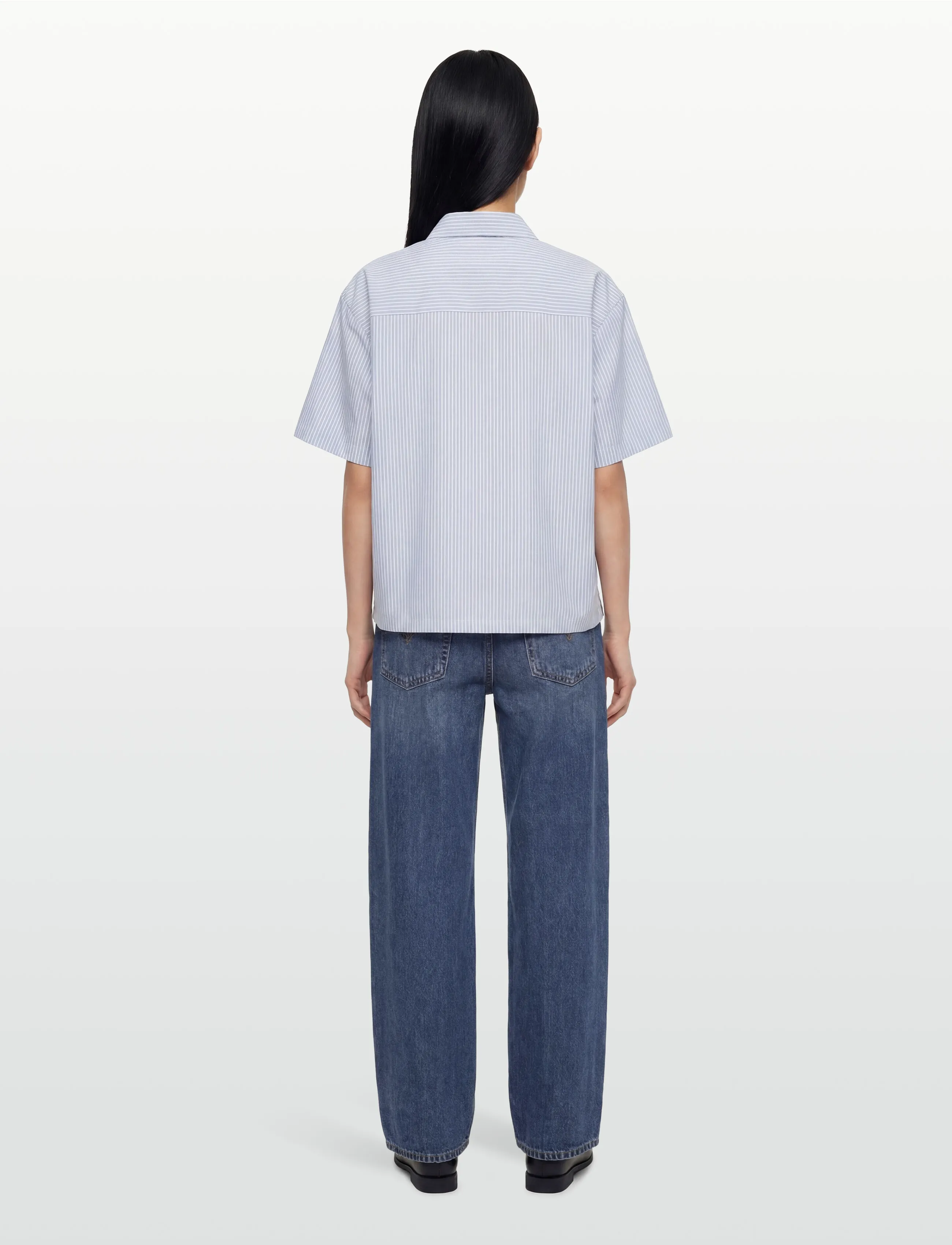 Woodbird - WBLuna Ox Flower Shirt - kortærmede skjorter - blue stripe - 4