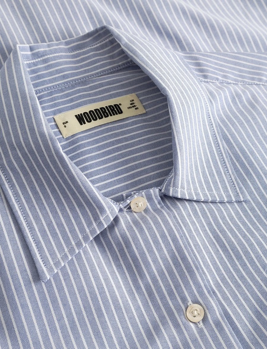 Woodbird - WBLuna Ox Flower Shirt - kurzärmlige hemden - blue stripe - 5