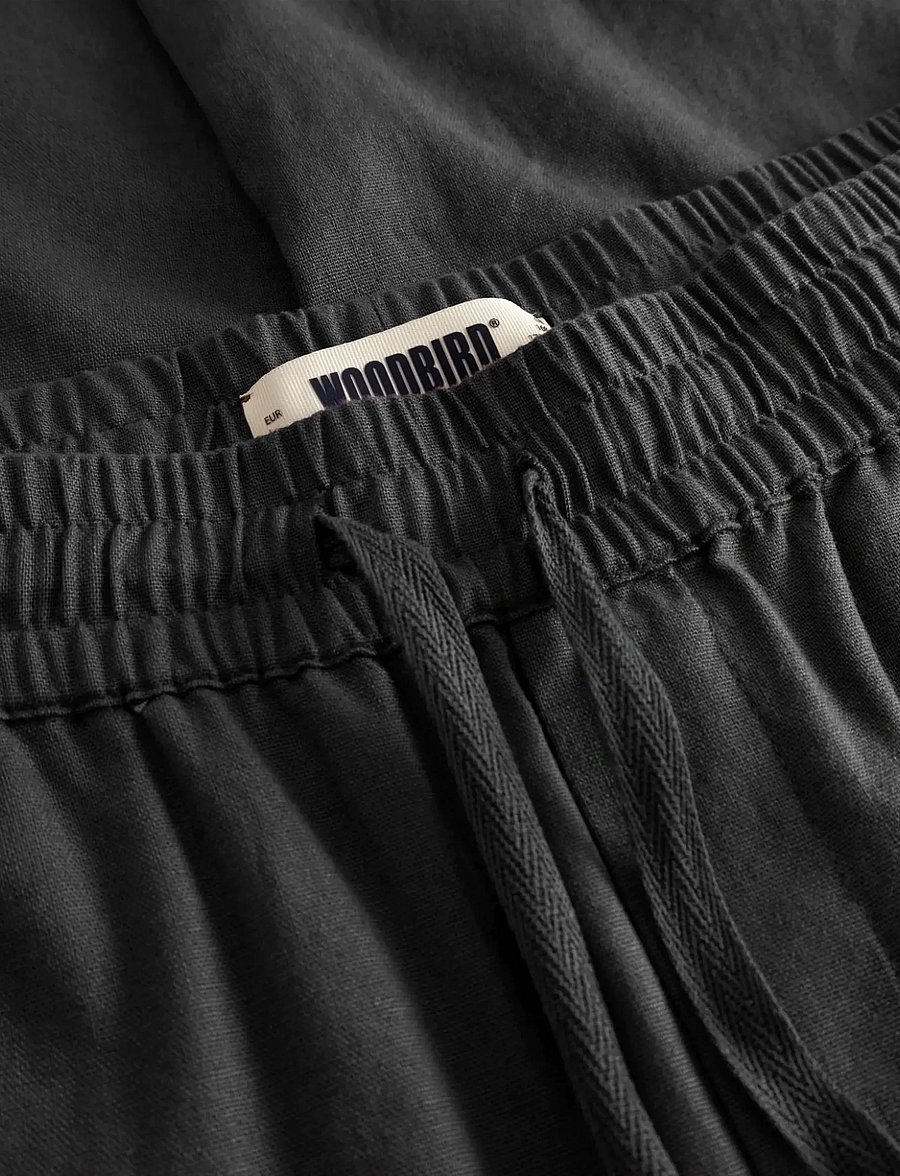 Woodbird - WBEik Linen Pant - linnebyxor - black - 5